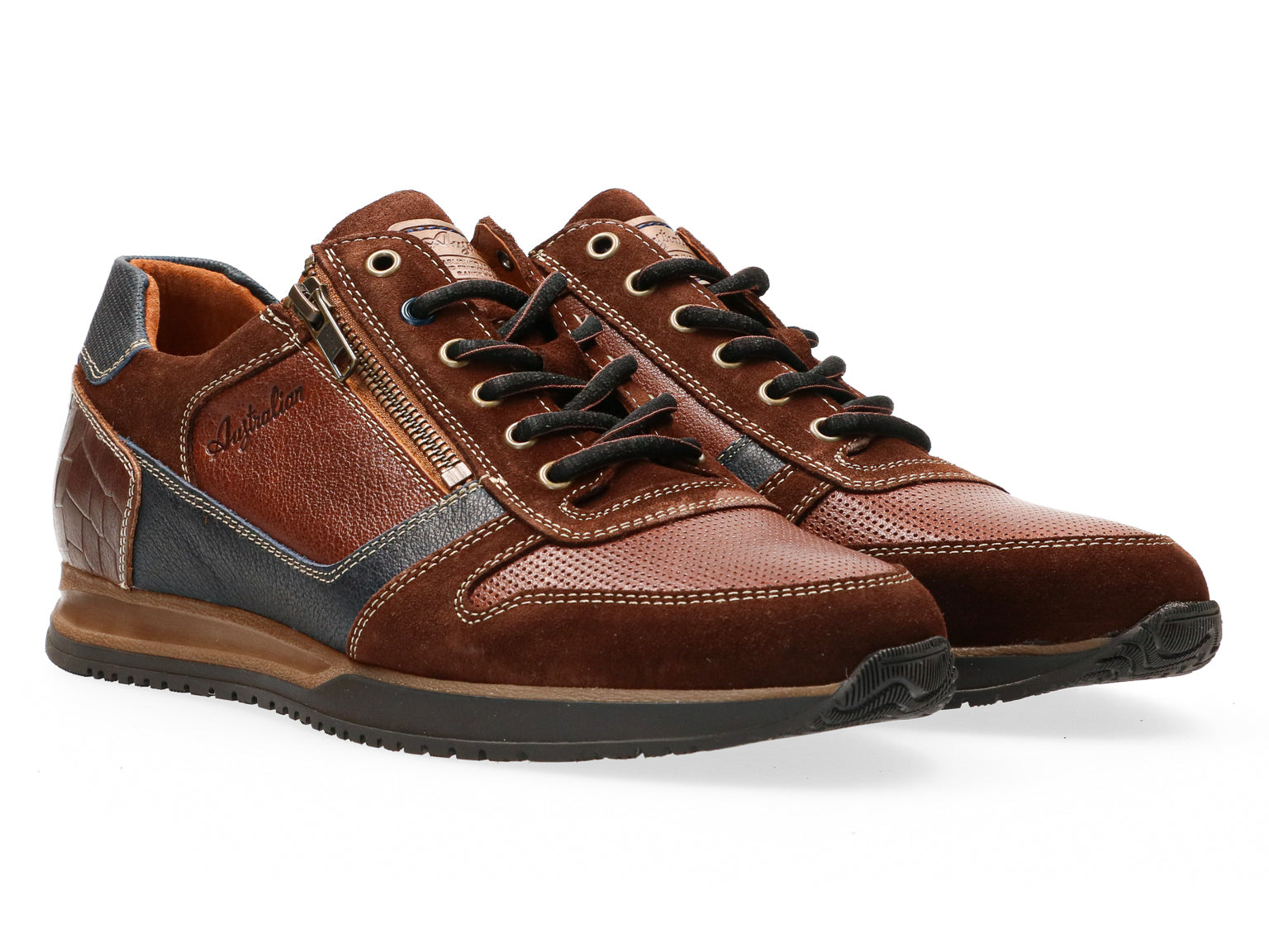 Scarpe da ginnastica stringate da uomo "Browning" a vestibilità ampia (H) - marrone