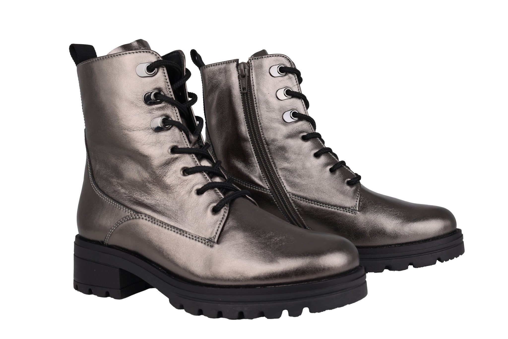 '52.786.90' bota con cordones y cremallera para mujer - Plata - Chaplinshoes'52.786.90' bota de mujer con cordones y cremallera - SilverGabor