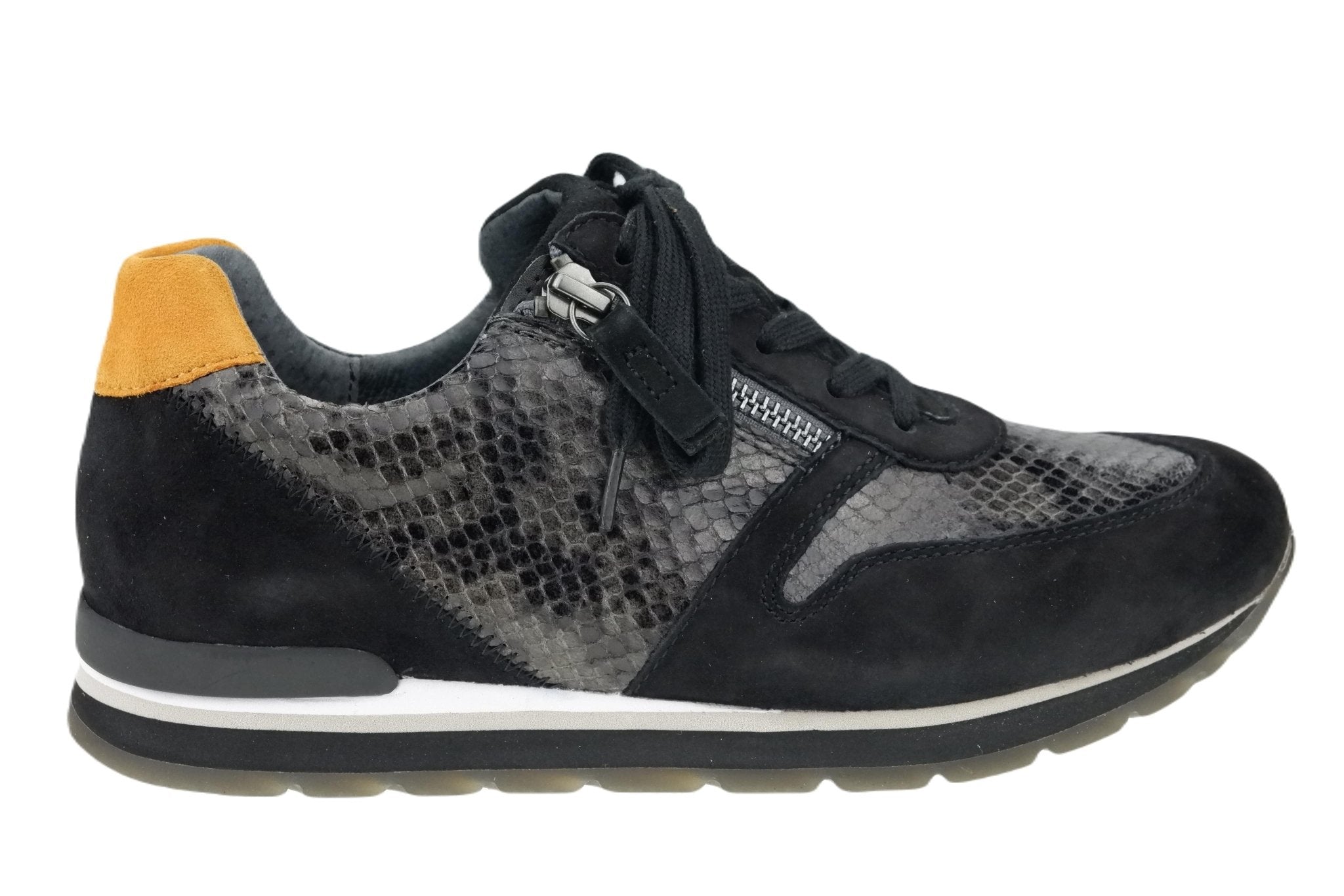 Sneaker da donna con lacci e zip '56.369.33' - Mix nero - ChaplinshoesSneaker da donna con lacci e zip '56.369.33' - Nero mixGabor