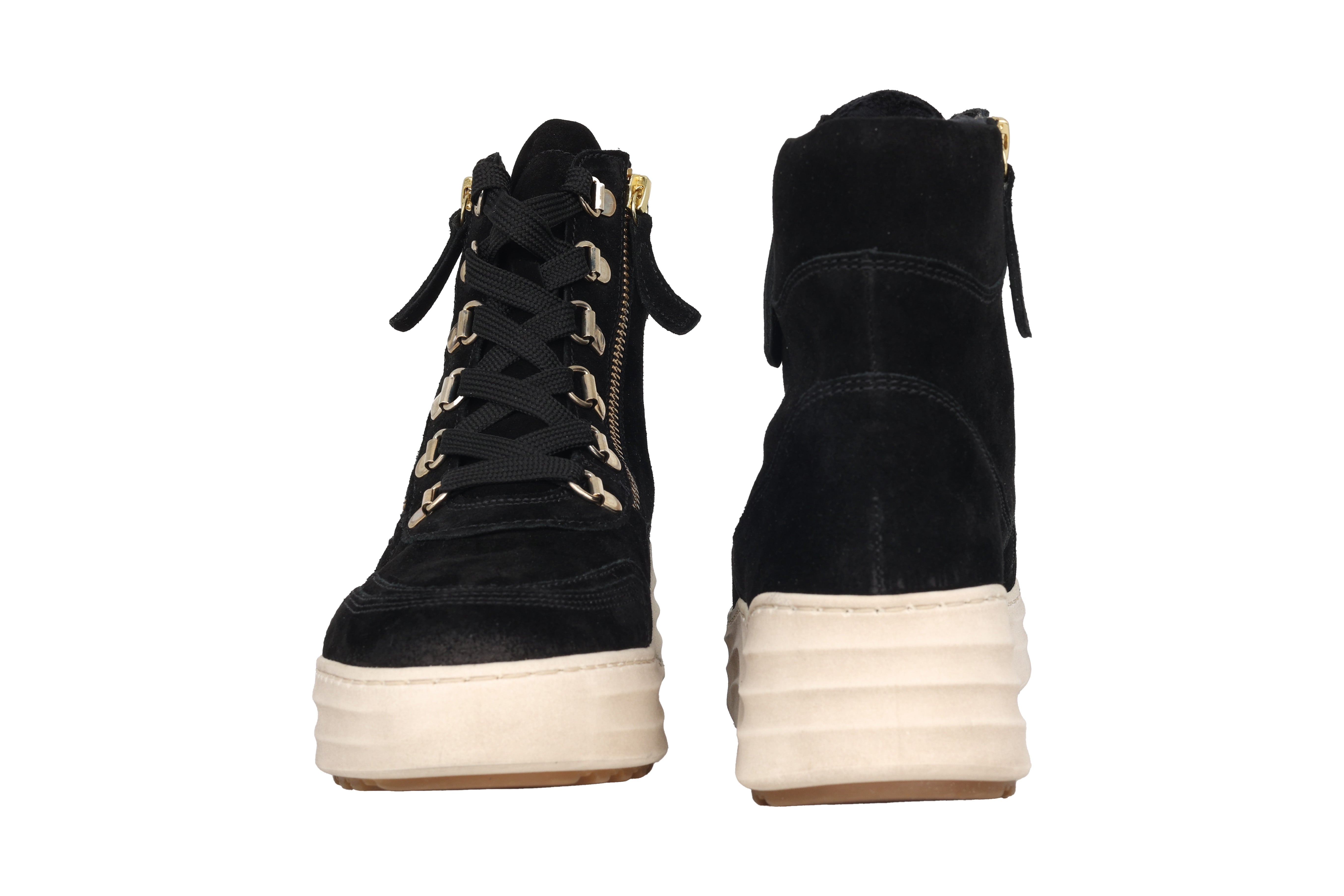 Stivaletto con zip e lacci foderato da donna '76.568.37' - Nero