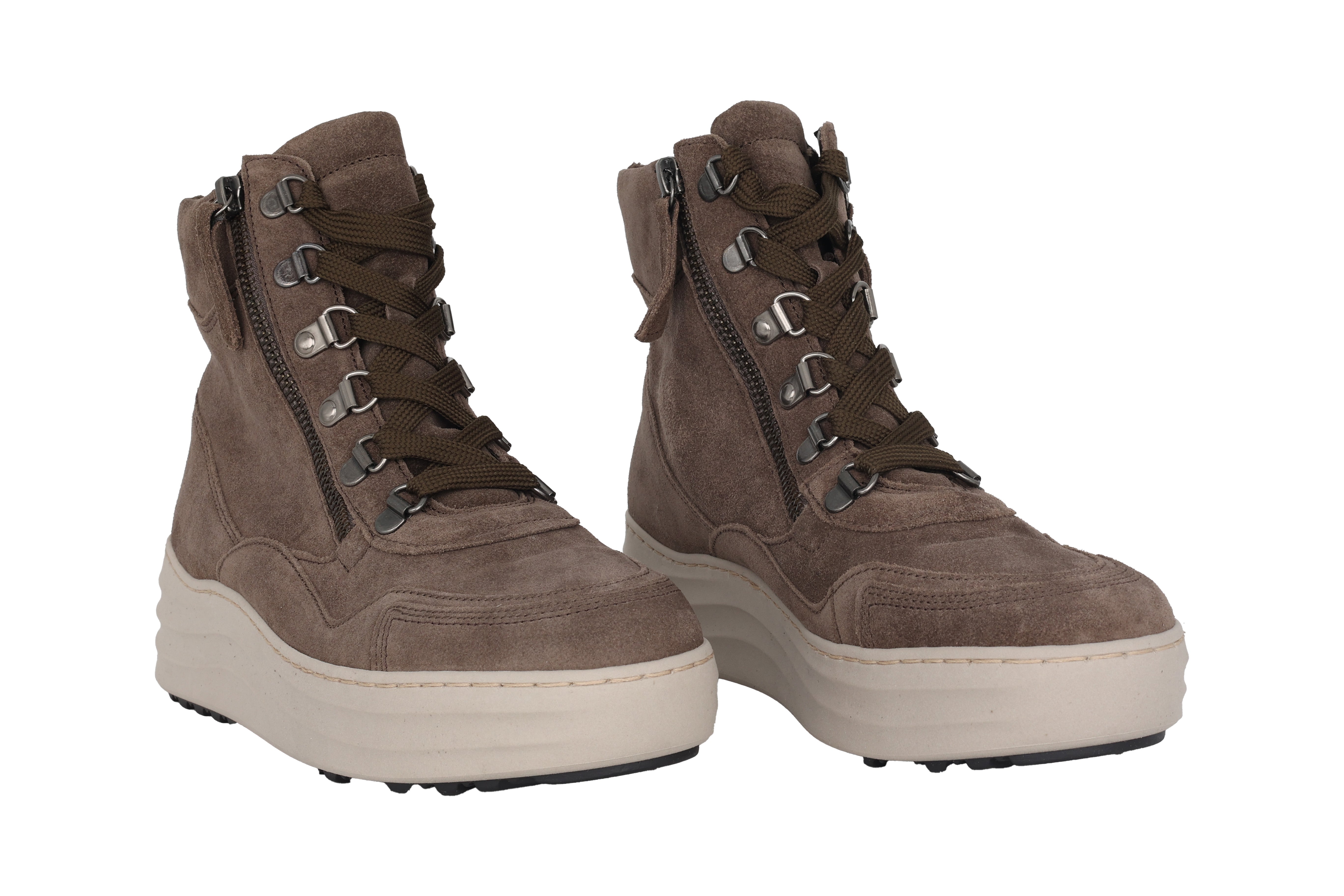 Warmgevoerde dameslaars met veterrits '76.568.30' - Bruin