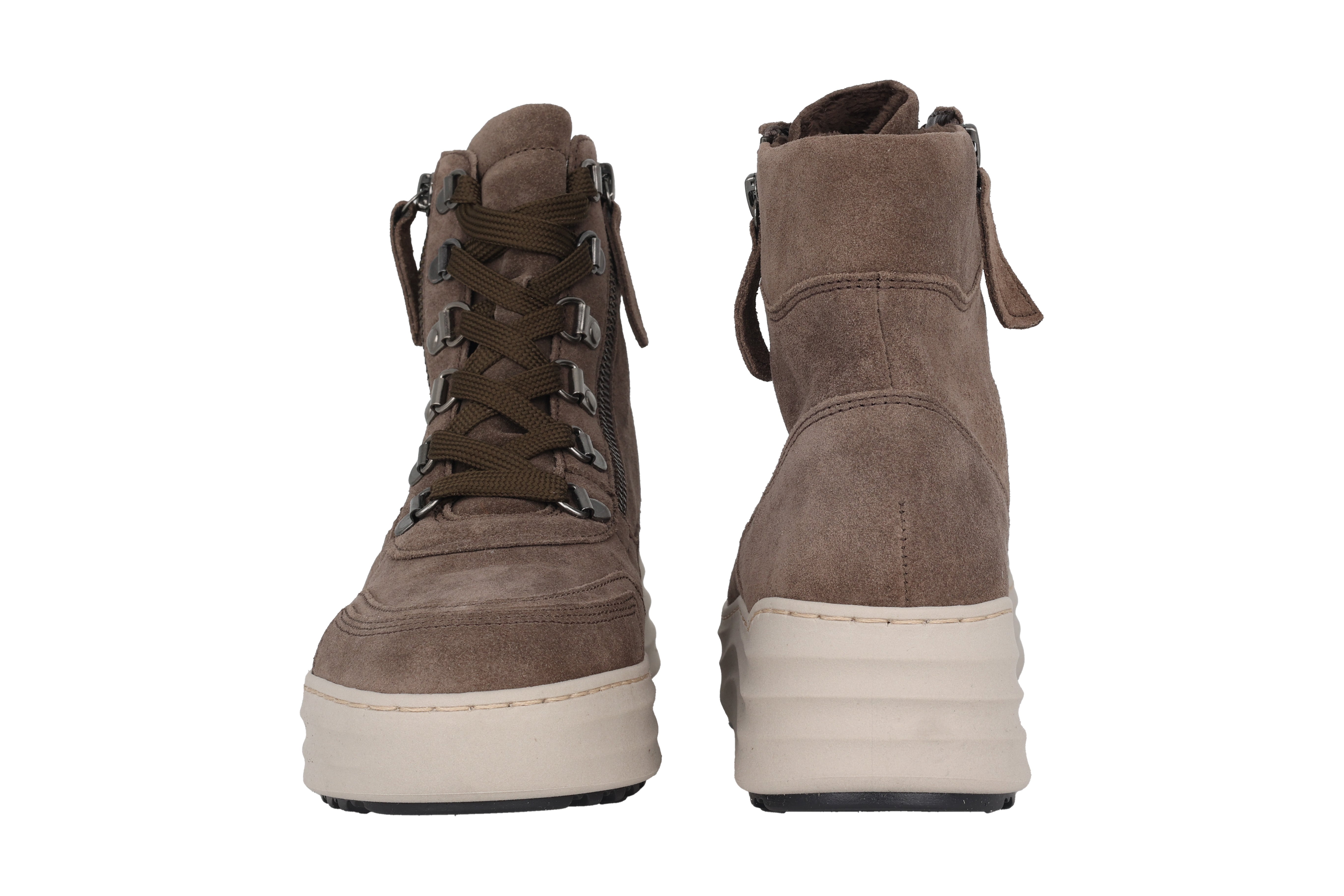 Warmgevoerde dameslaars met veterrits '76.568.30' - Bruin