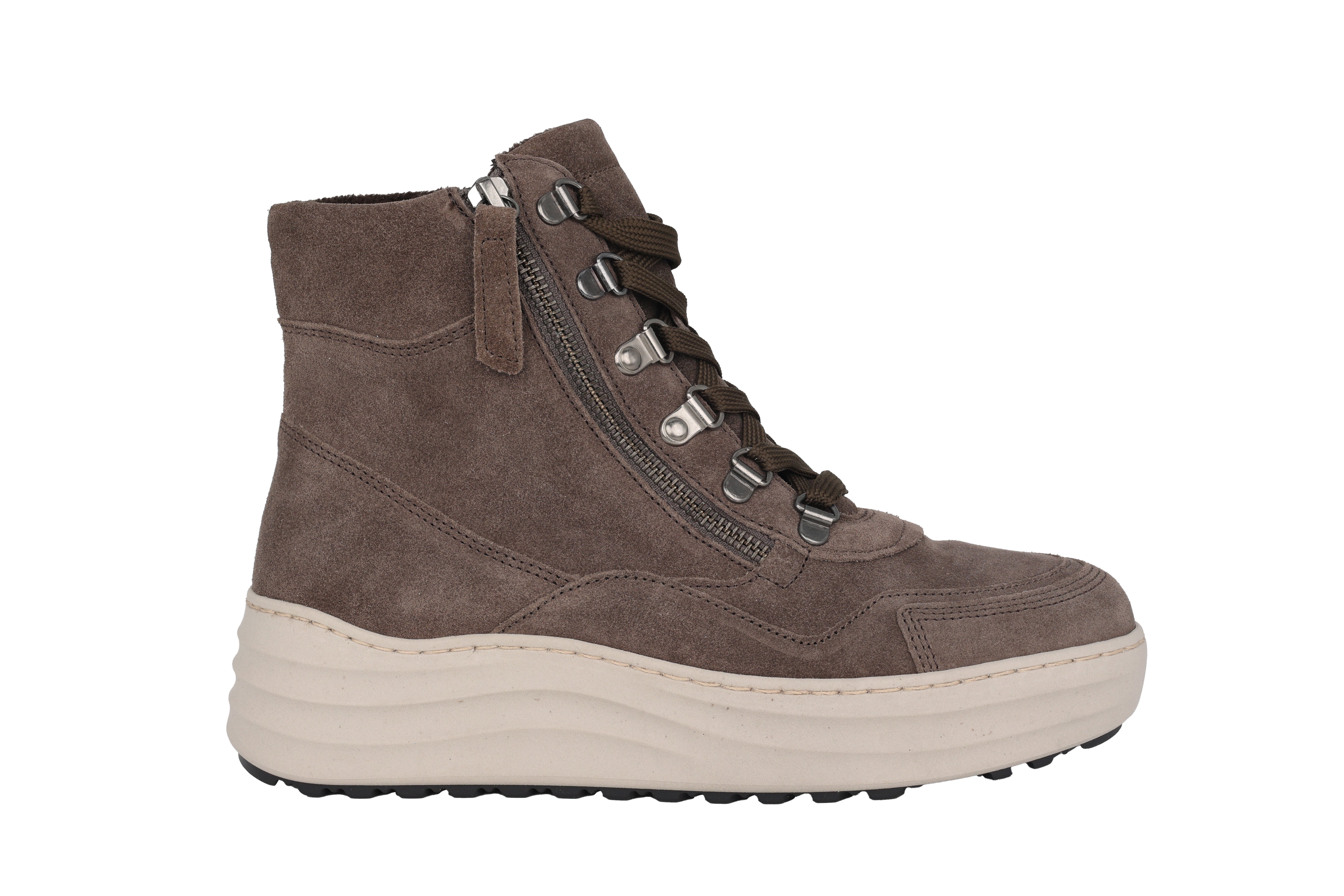 Warmgevoerde dameslaars met veterrits '76.568.30' - Bruin