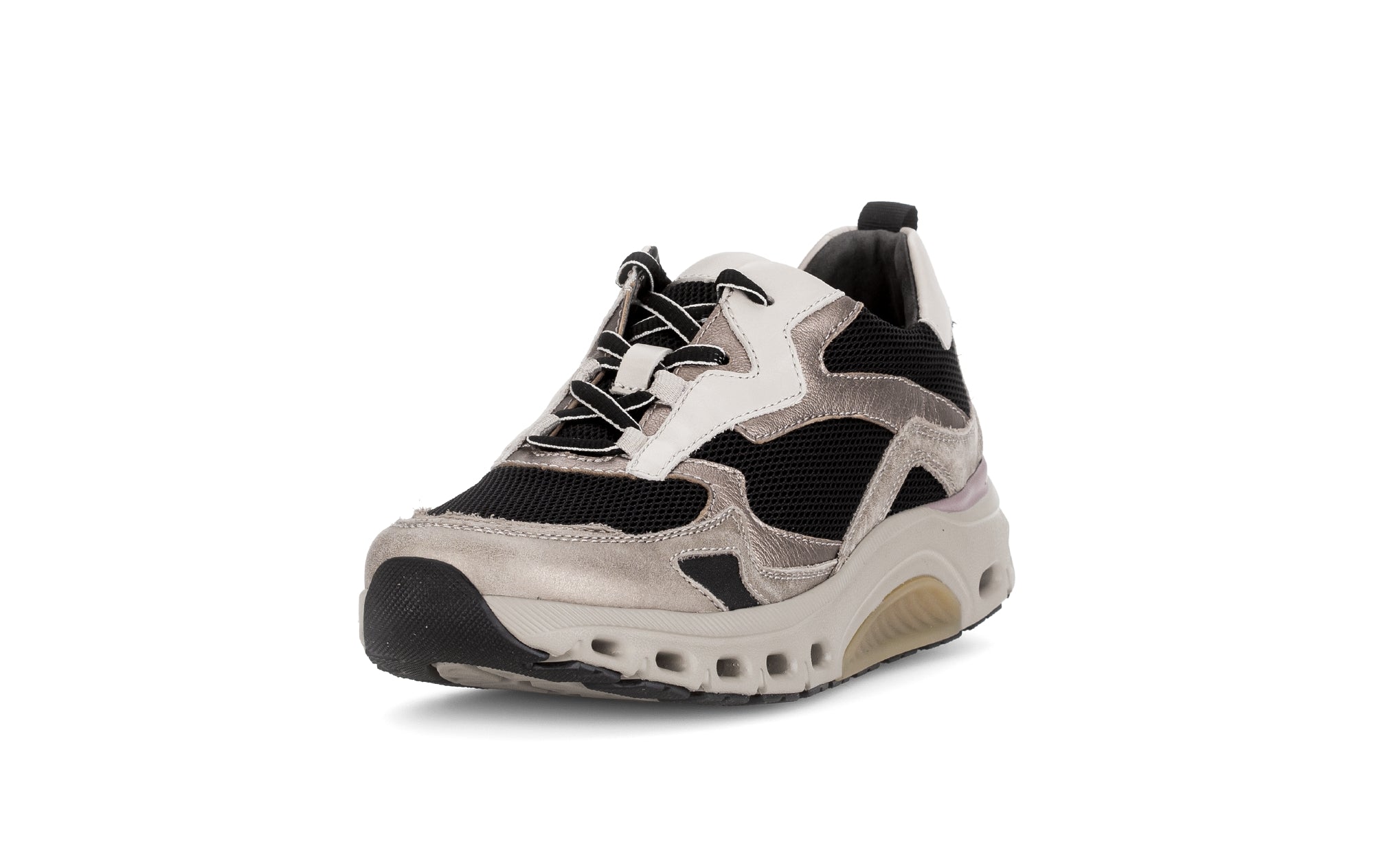 '76.986.22' women's walking rolling sneaker - Black gold white mix