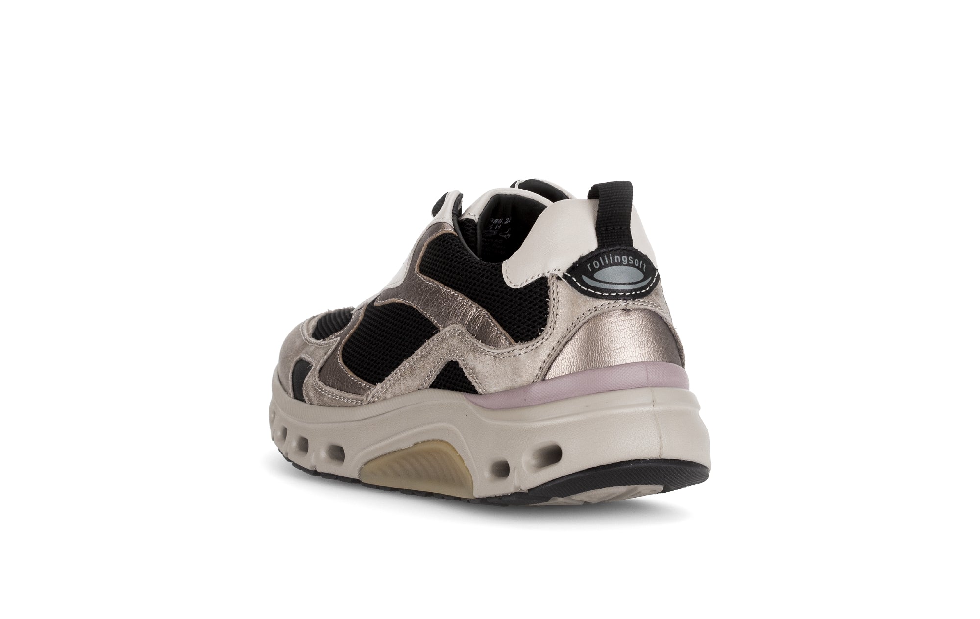 '76.986.22' women's walking rolling sneaker - Black gold white mix