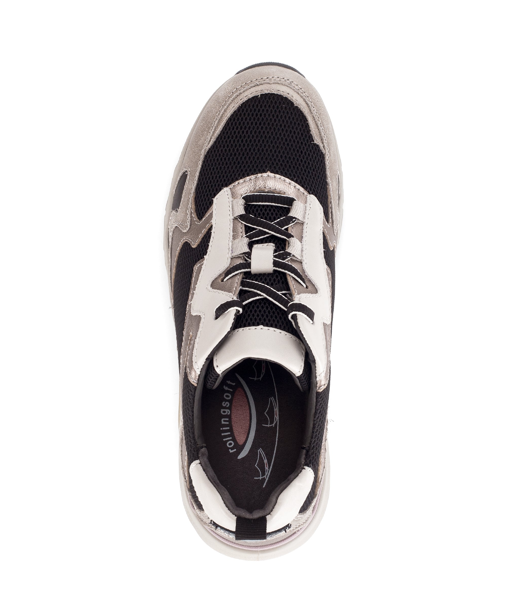 '76.986.22' women's walking rolling sneaker - Black gold white mix