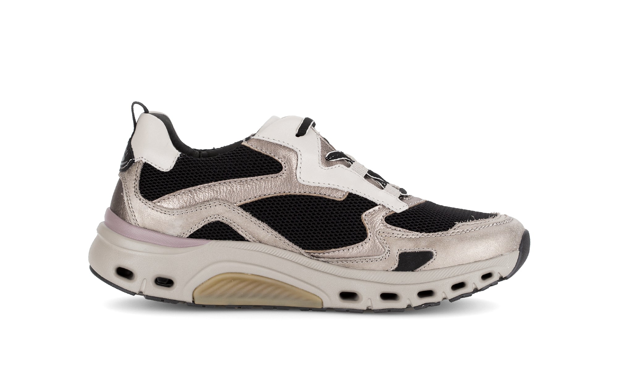 '76.986.22' women's walking rolling sneaker - Black gold white mix