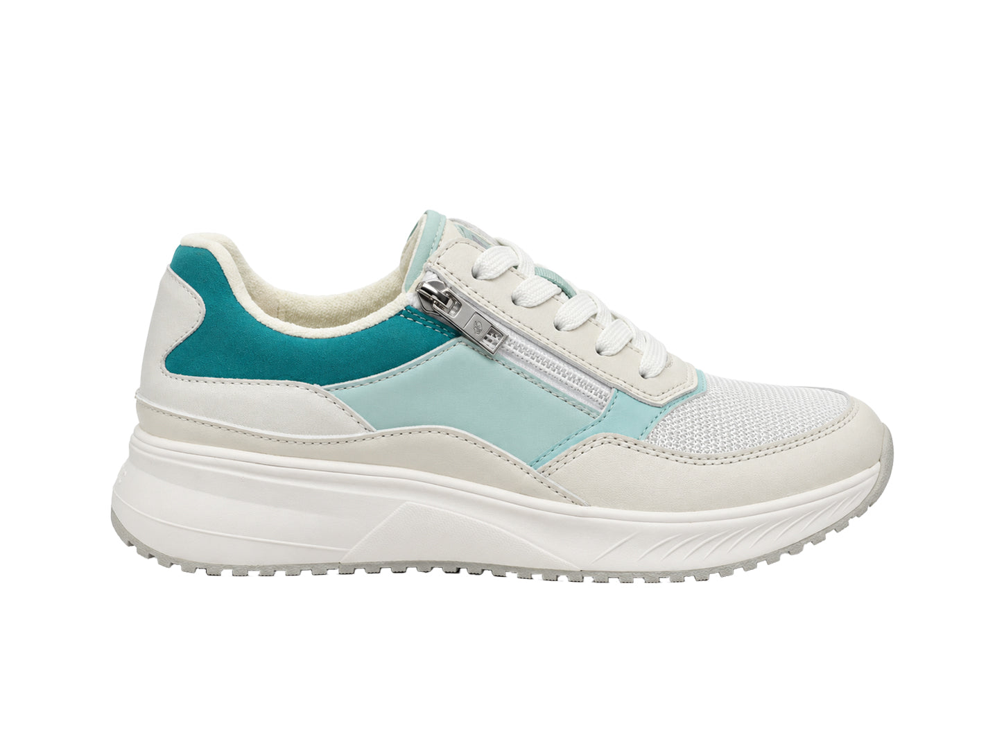 'H-Mara' Zapatilla deportiva para mujer Wide Fit (H) con cordones y cremallera - blanco
