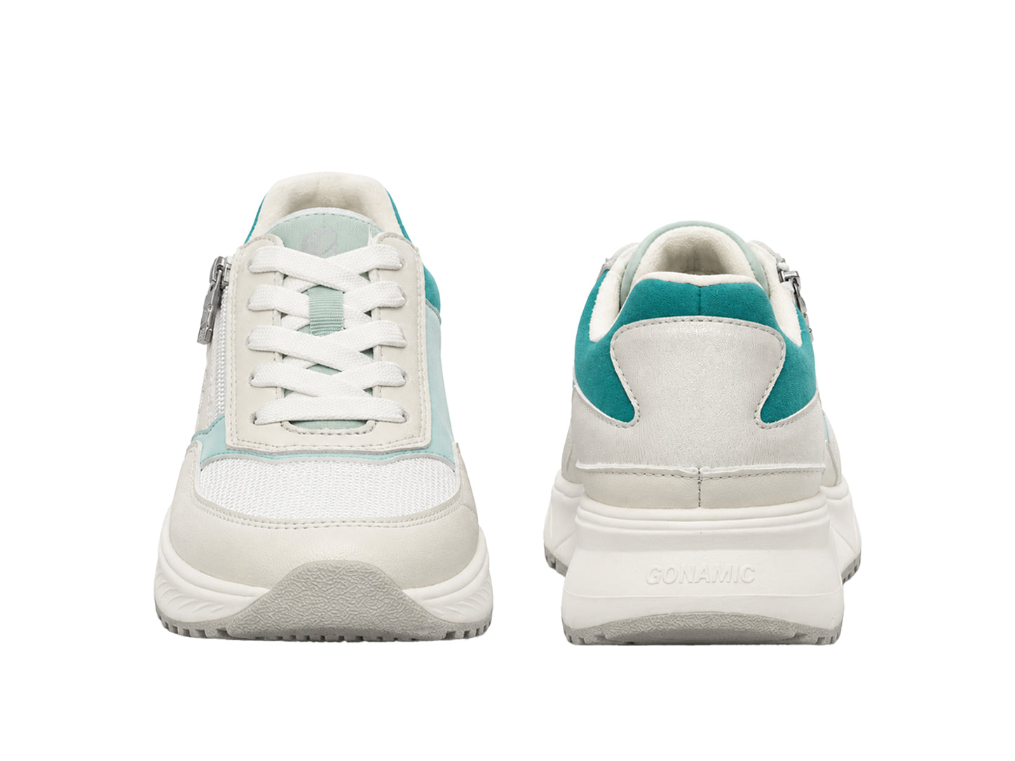 'H-Mara' Zapatilla deportiva para mujer Wide Fit (H) con cordones y cremallera - blanco