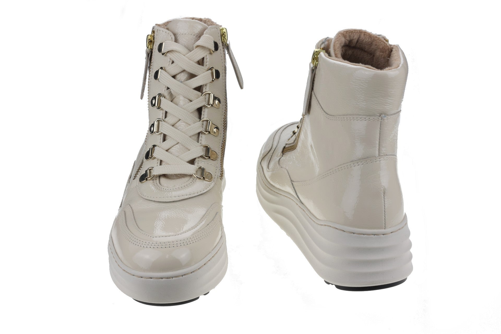 '76.568.90' women's warmlined lace - zip boot - Off white patent - Chaplinshoes'76.568.90' women's warmlined lace - zip boot - Off white patentGabor