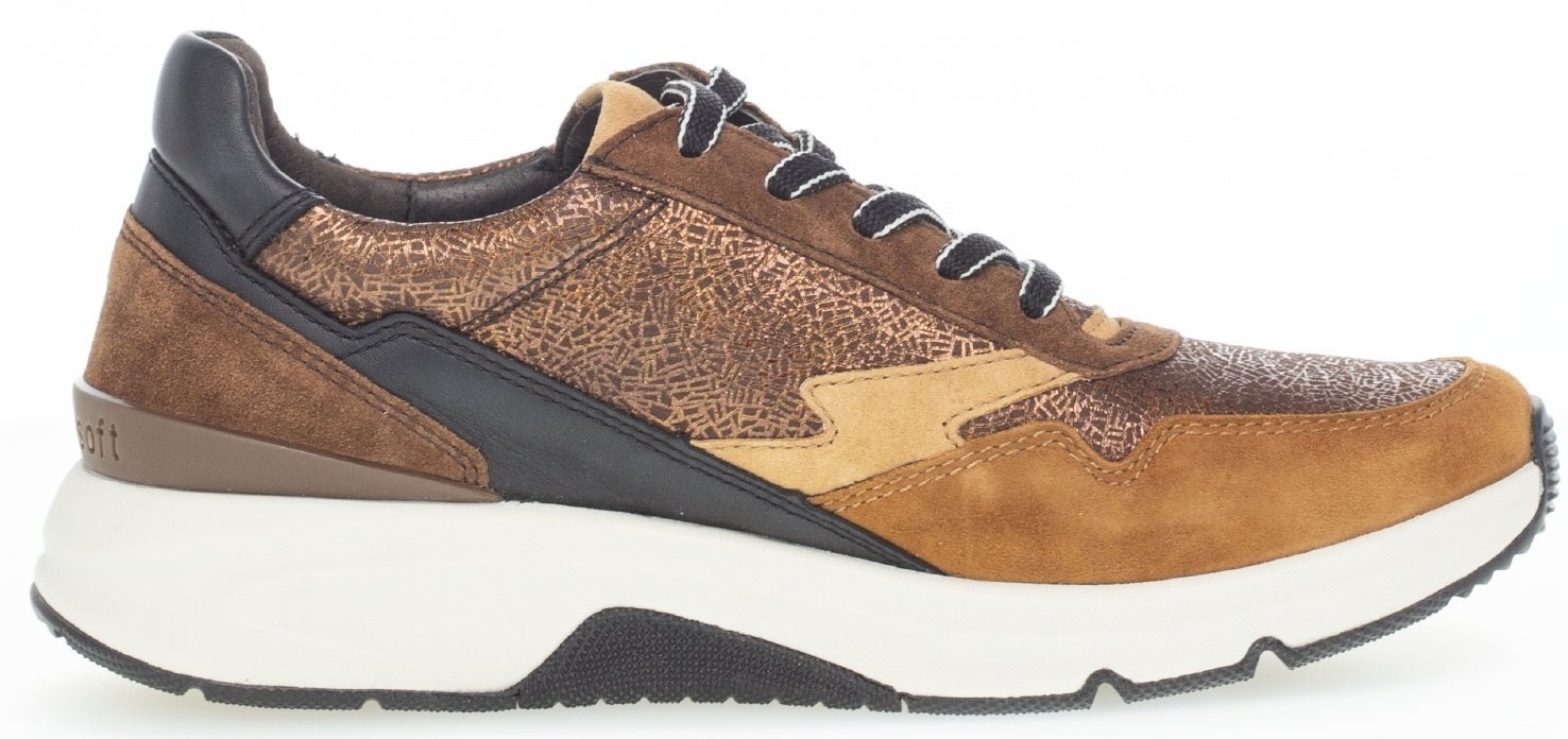 '76.898.44' dames sneaker met rollende veters en rits - Bruin mix - Chaplinshoes'76.898.44' damessneaker met rollende veters en rits - Bruin mixGabor