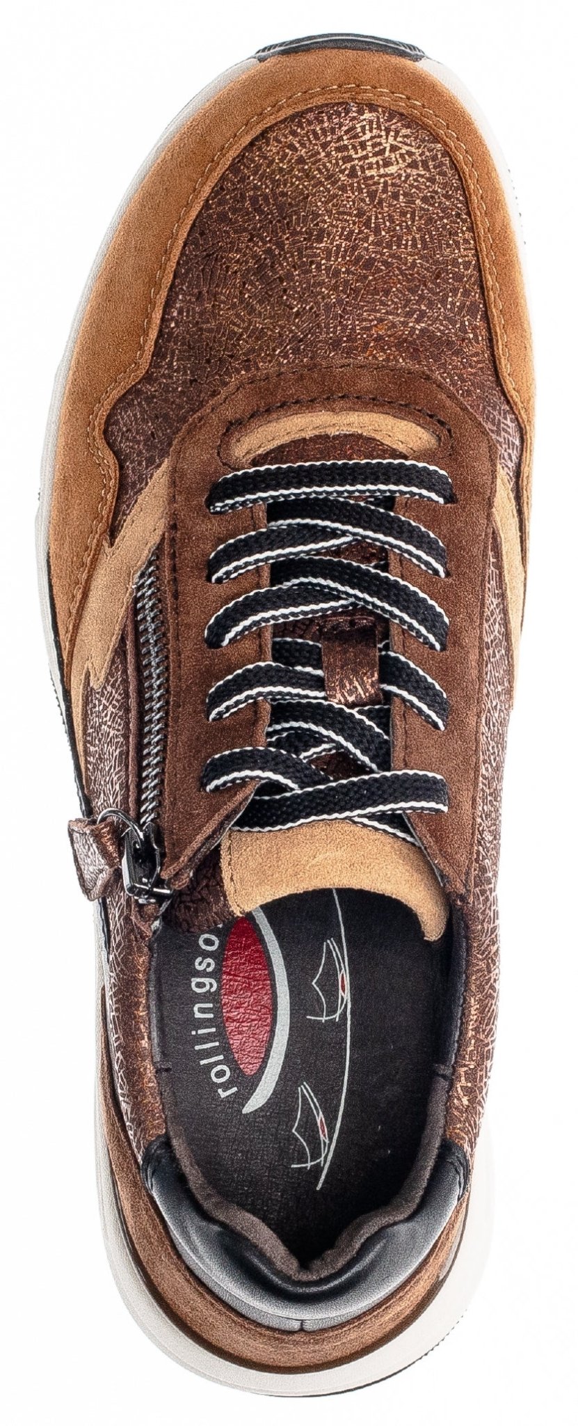 '76.898.44' dames sneaker met rollende veters en rits - Bruin mix - Chaplinshoes'76.898.44' damessneaker met rollende veters en rits - Bruin mixGabor