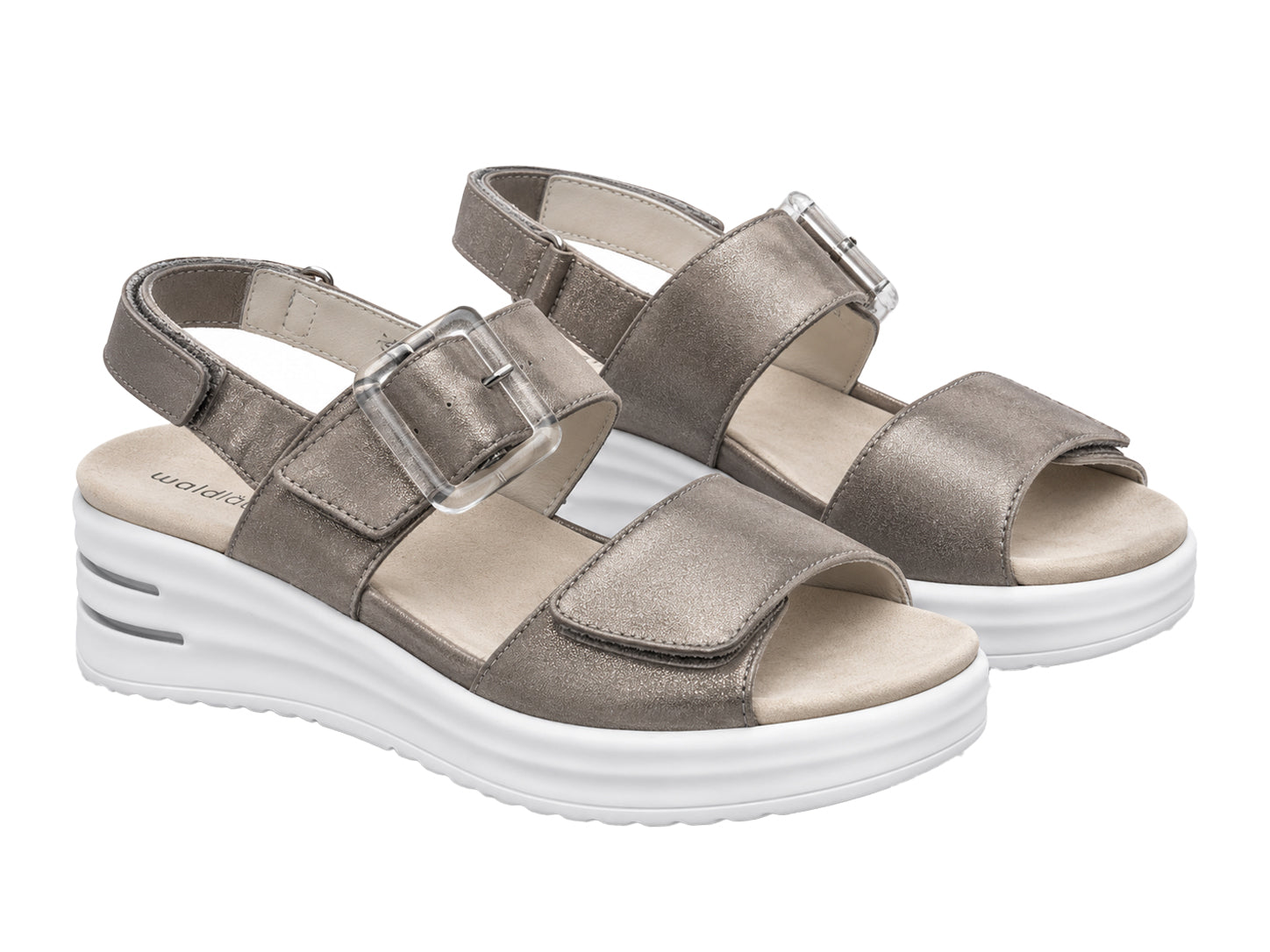 Sandale femme coupe large (H) 'H-Dina' - argent