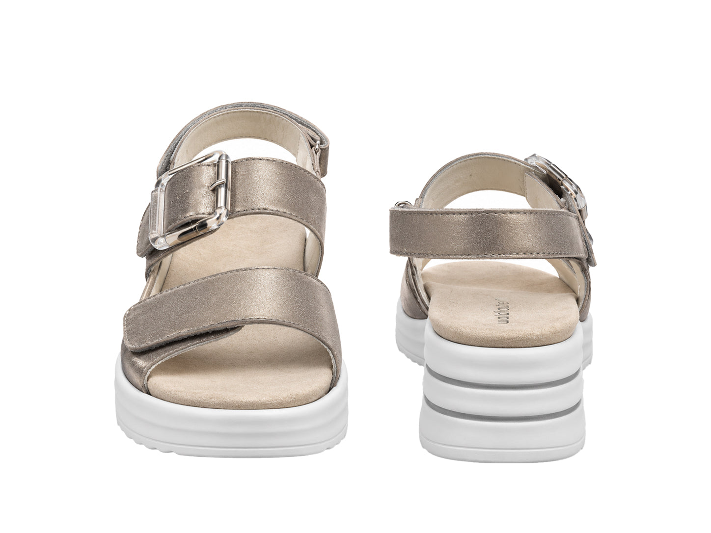 Sandale femme coupe large (H) 'H-Dina' - argent