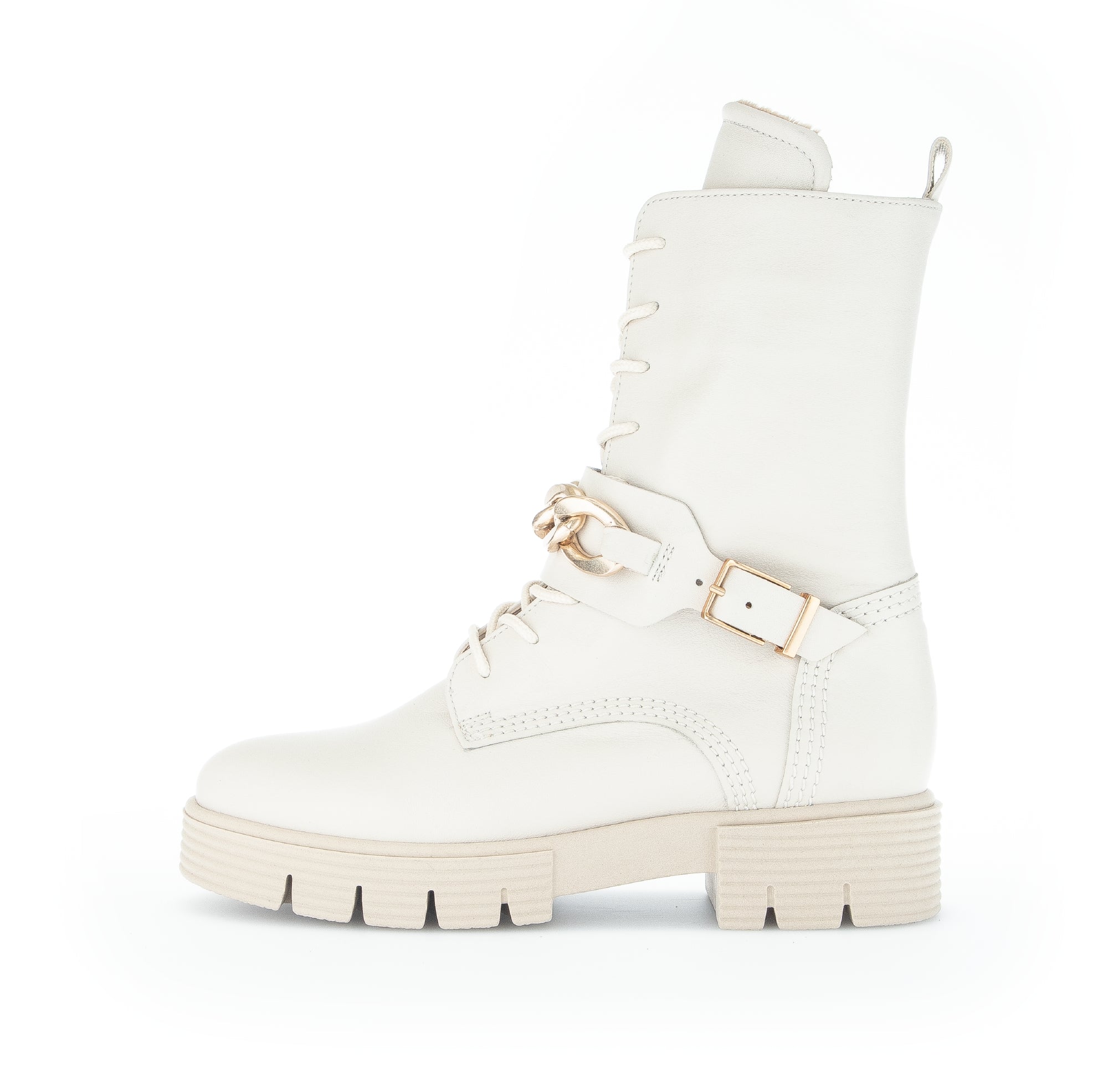 '92.743.60' women's wide fit (H) lace - zip boot - White - Chaplinshoes'92.743.60' women's wide fit (H) lace - zip boot - WhiteGabor
