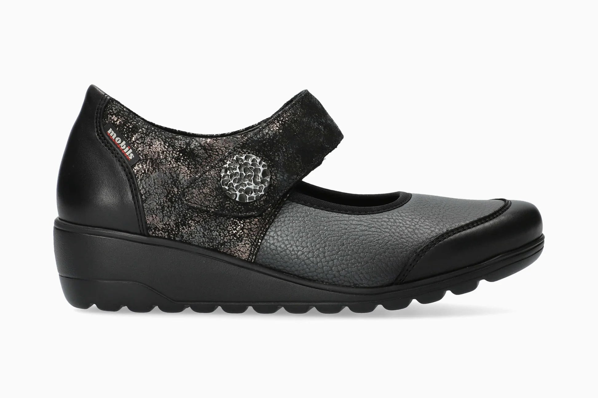 'Bathilda' bailarinas ergonómicas de mujer con tira ancha (H) - Gris