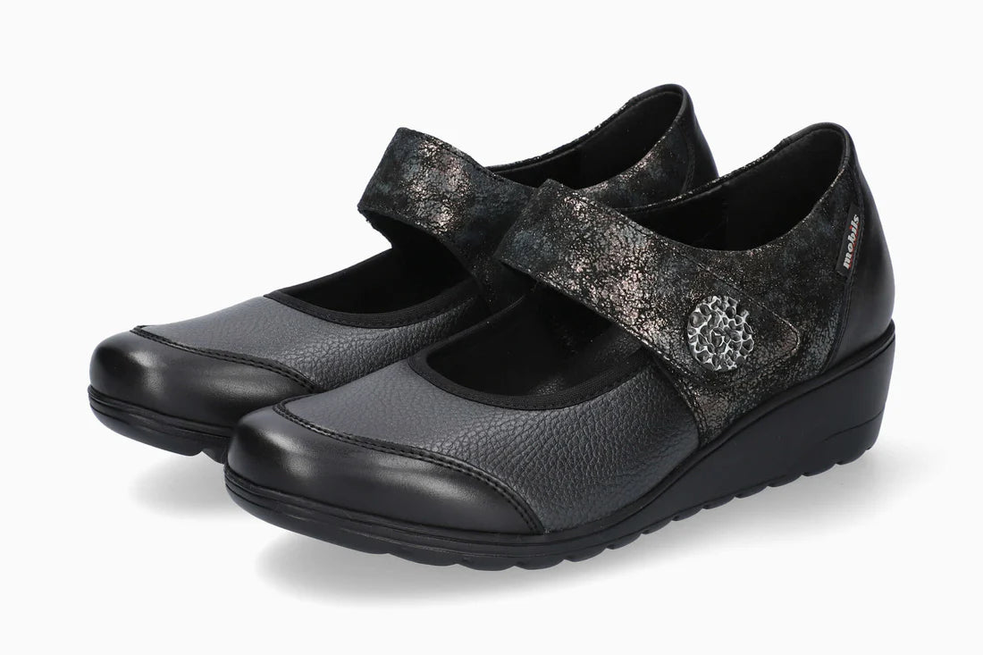 'Bathilda' bailarinas ergonómicas de mujer con tira ancha (H) - Gris