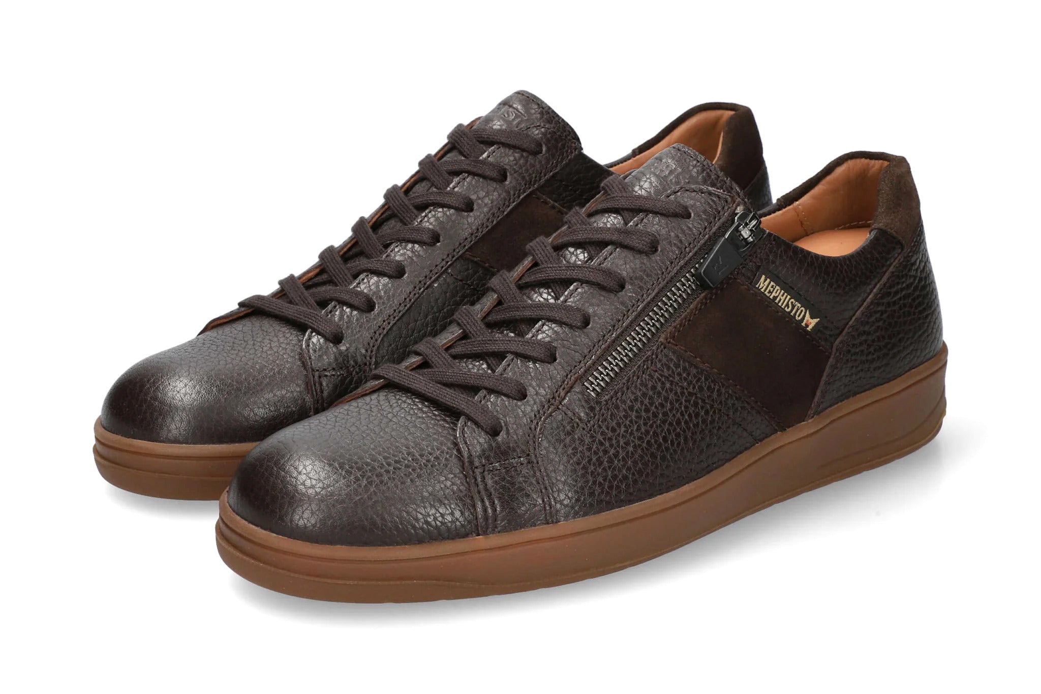 'Henrik' men's lace-zip sneaker - brown