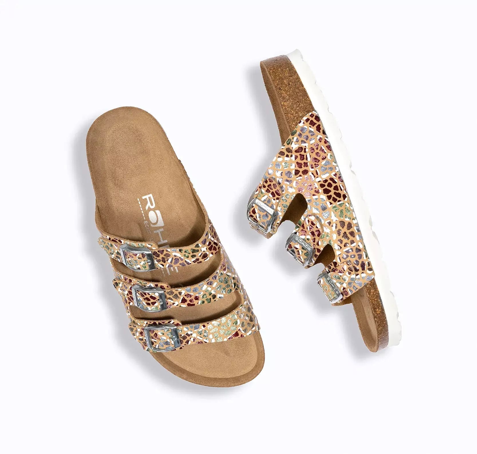 Sandalia mujer 'Alba' triple tira - mezcla camel - ChaplinshoesSandalia de mujer con triple tira 'Alba' - camel mixRohde