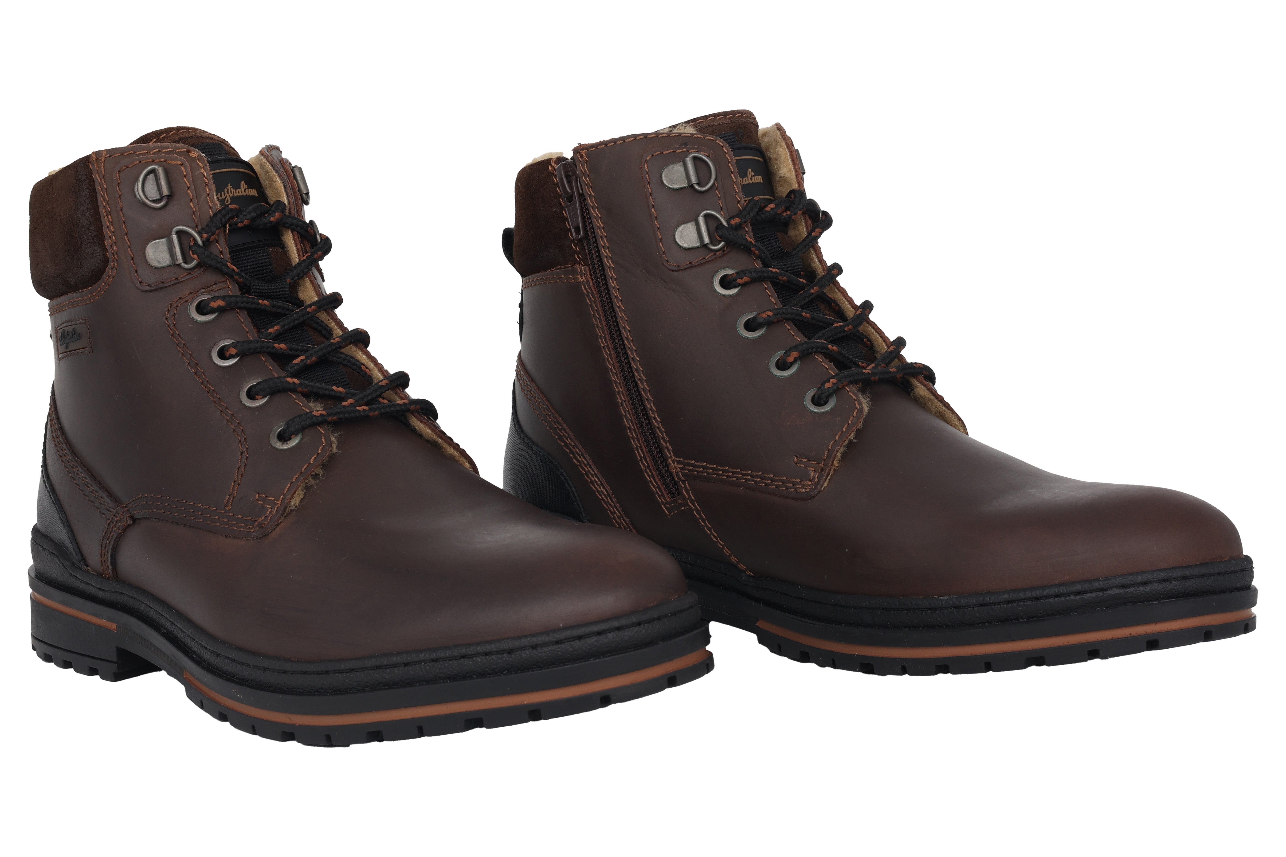 Botte zippée à lacets et doublure chaude pour homme 'York' - Marron foncé