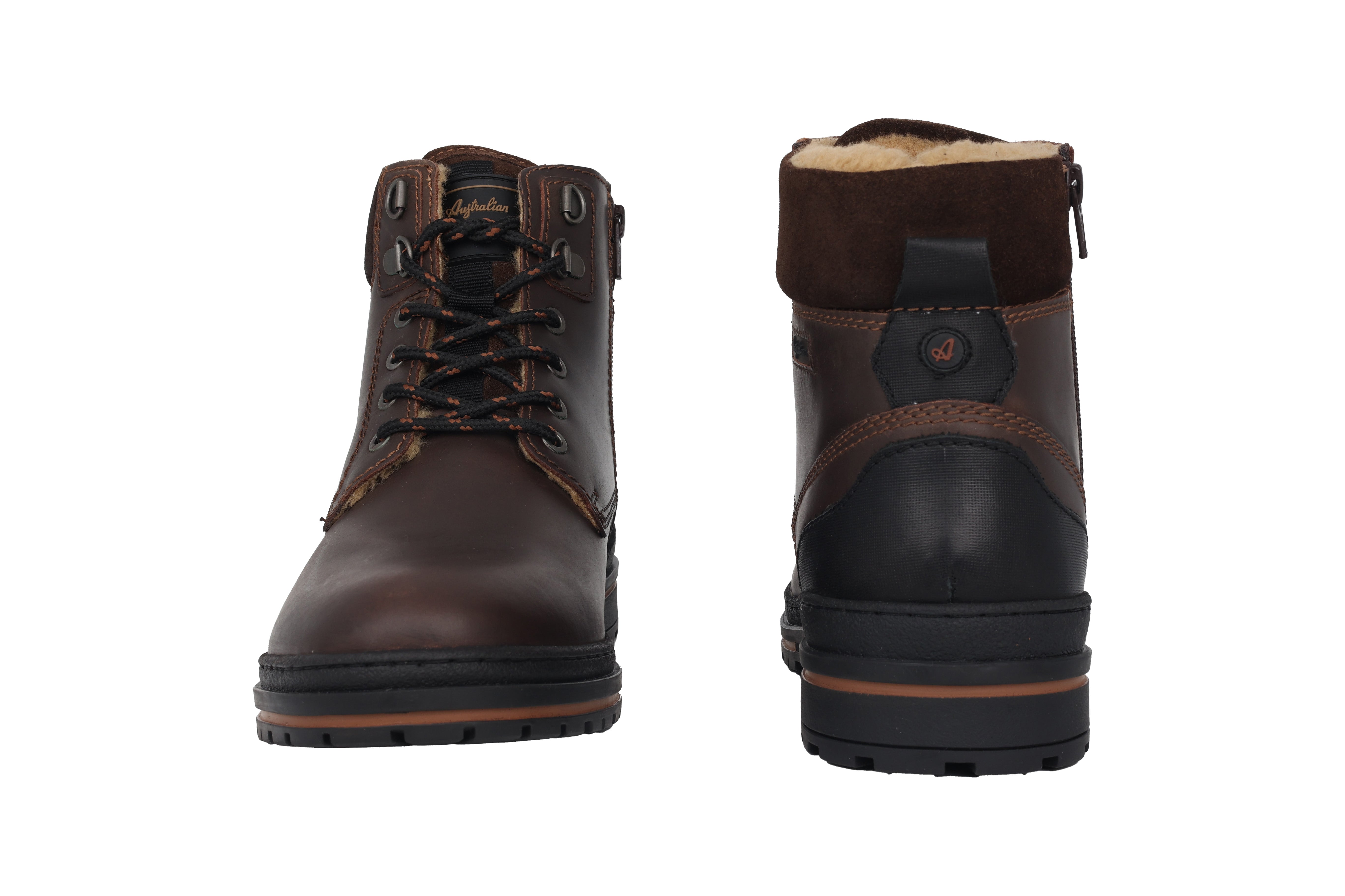 Botte zippée à lacets et doublure chaude pour homme 'York' - Marron foncé