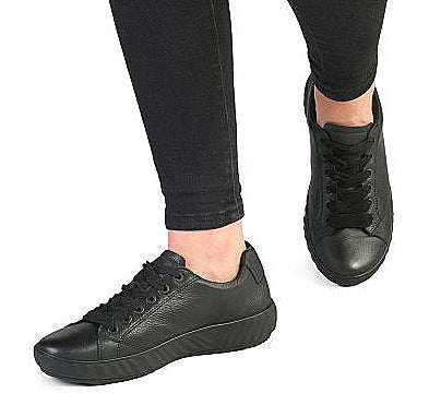 Zapatos con cordones para mujer 'Avio' de corte ancho (H) - Negro