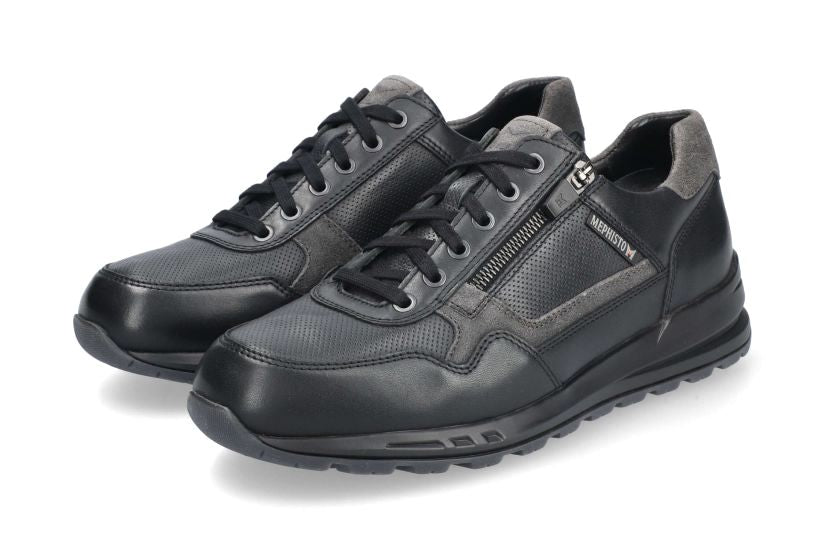 Zapatilla deportiva con cordones y cremallera para hombre 'Bradley' - Negro - ChaplinshoesZapatilla deportiva de hombre con encaje y cremallera 'Bradley' - NegroMephisto