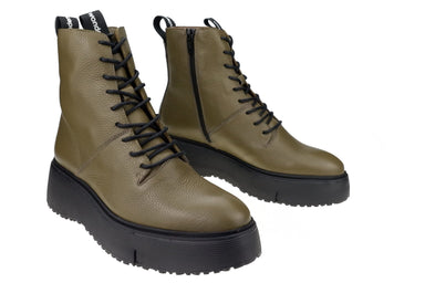 Bota con cordones para mujer 'Bristol' con cremallera - Verde - Chaplinshoes'Bristol' Bota de encaje para mujer con cremallera - GreenWonders