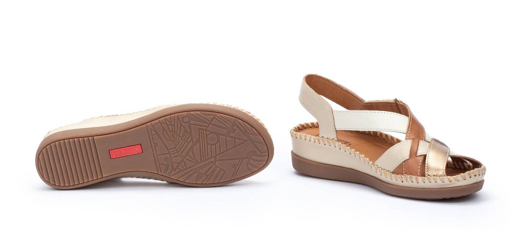 Damessandaal 'Cadaques' - Gebroken wit mix - Chaplinshoes'Cadaques' damessandaal - Gebroken wit mixPikolinos