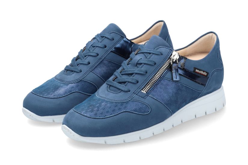 Ergonomische damessneaker met brede pasvorm (H) 'Dyria' - blauw - ChaplinshoesErgonomische damessneaker met brede pasvorm (H) 'Dyria' - blauwMephisto