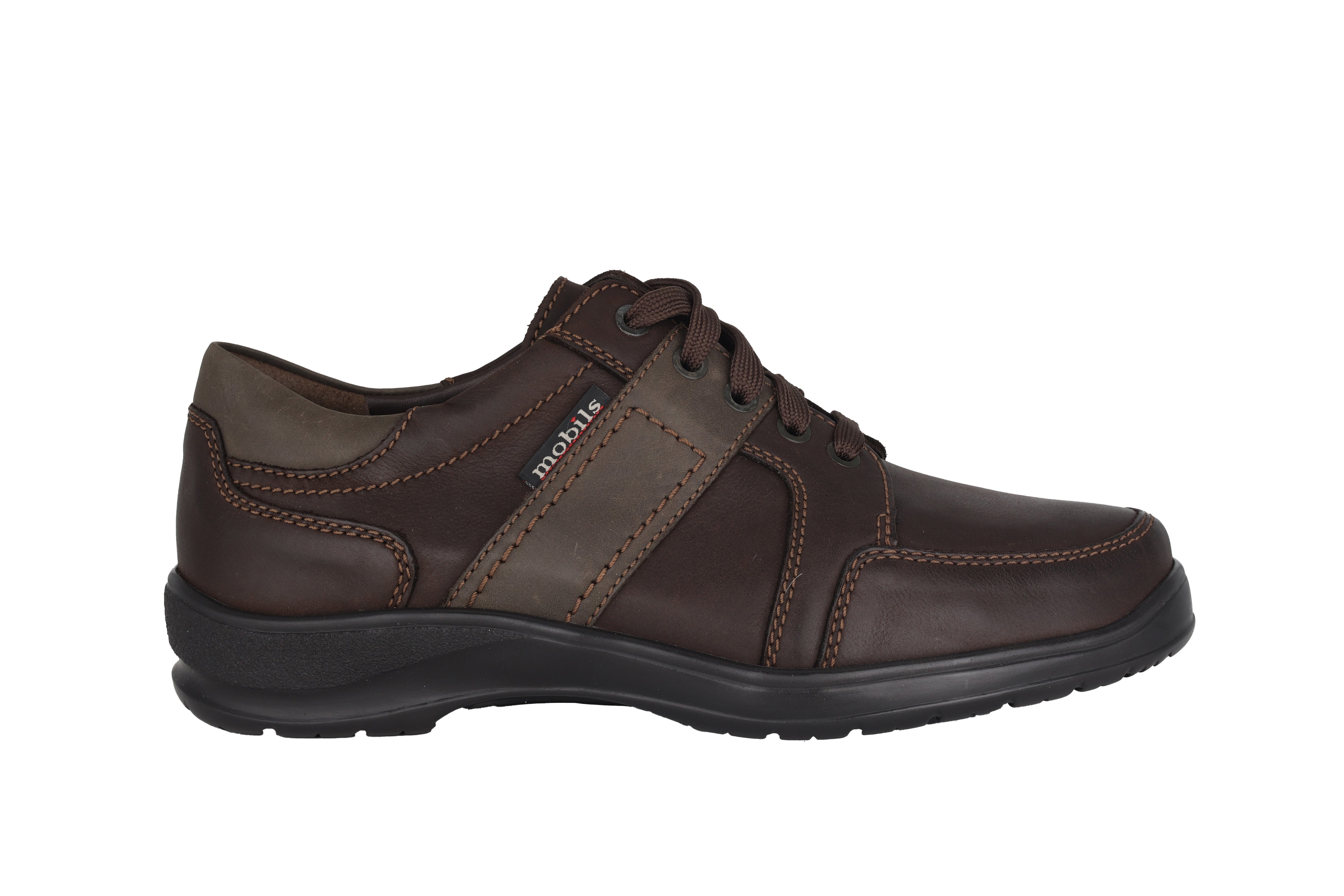 Chaussure ergonomique large (H) pour hommes 'Edward' - Marron