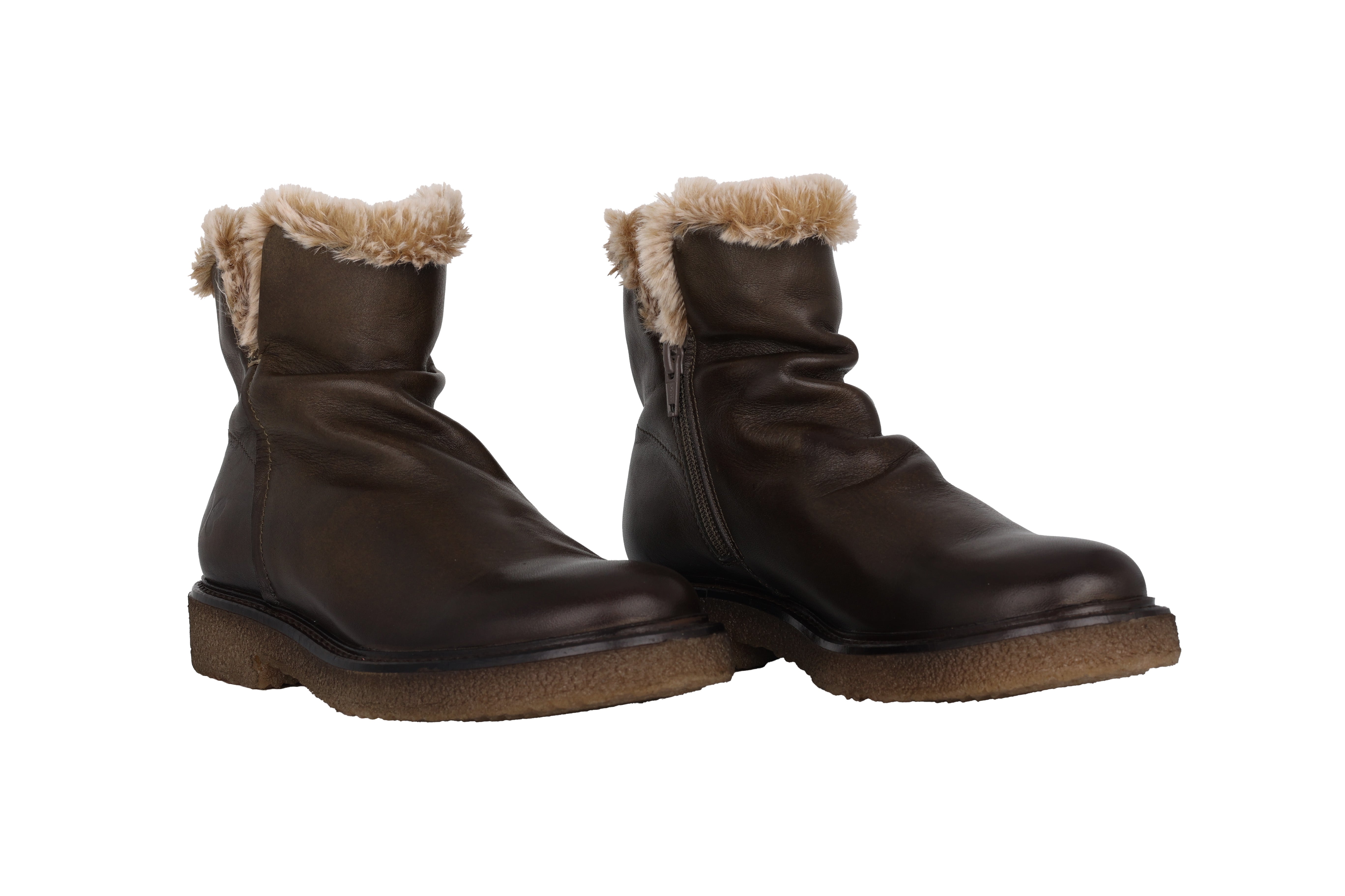 Warmgevoerde dames enkellaars 'E346' - bruin