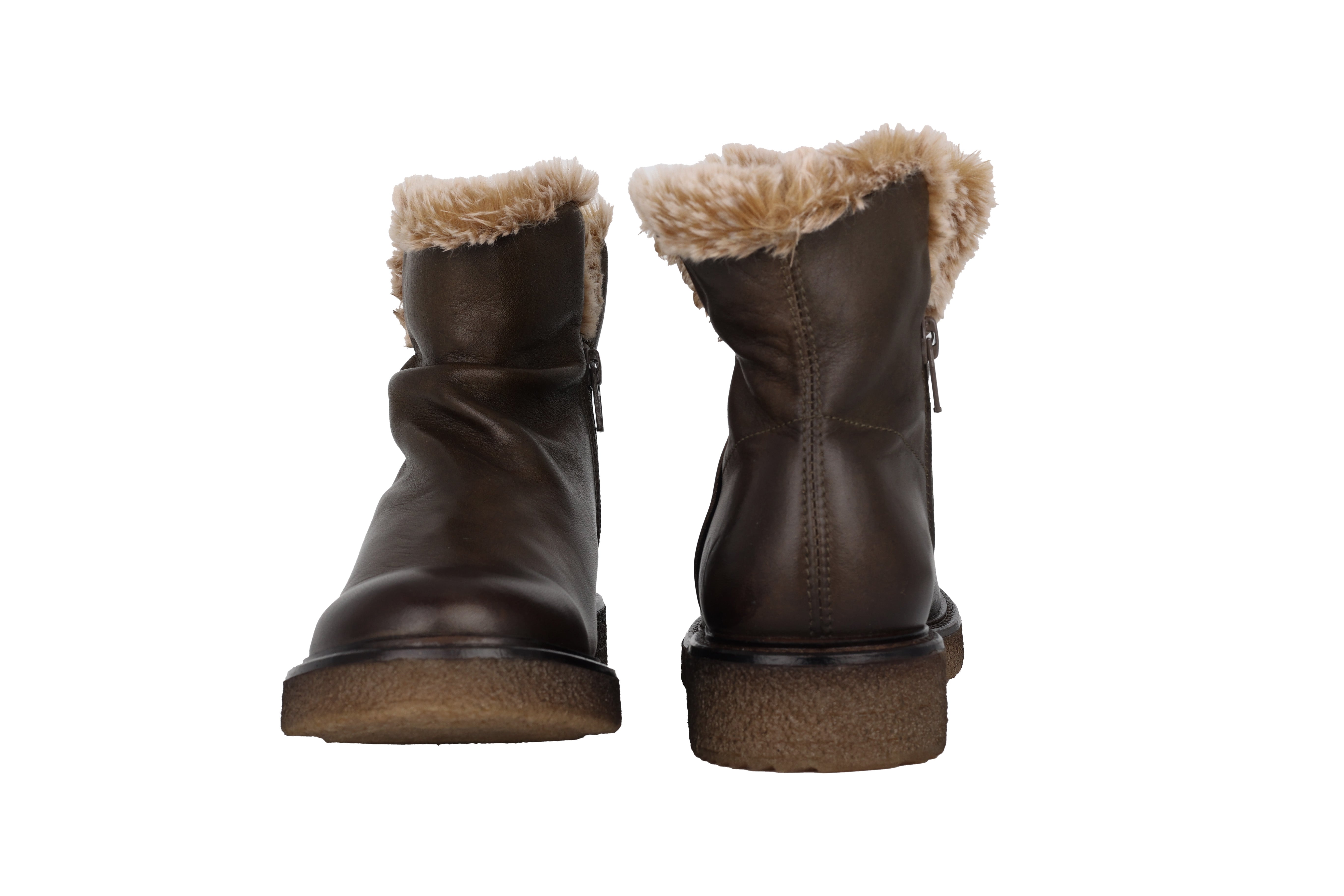 Warmgevoerde dames enkellaars 'E346' - bruin