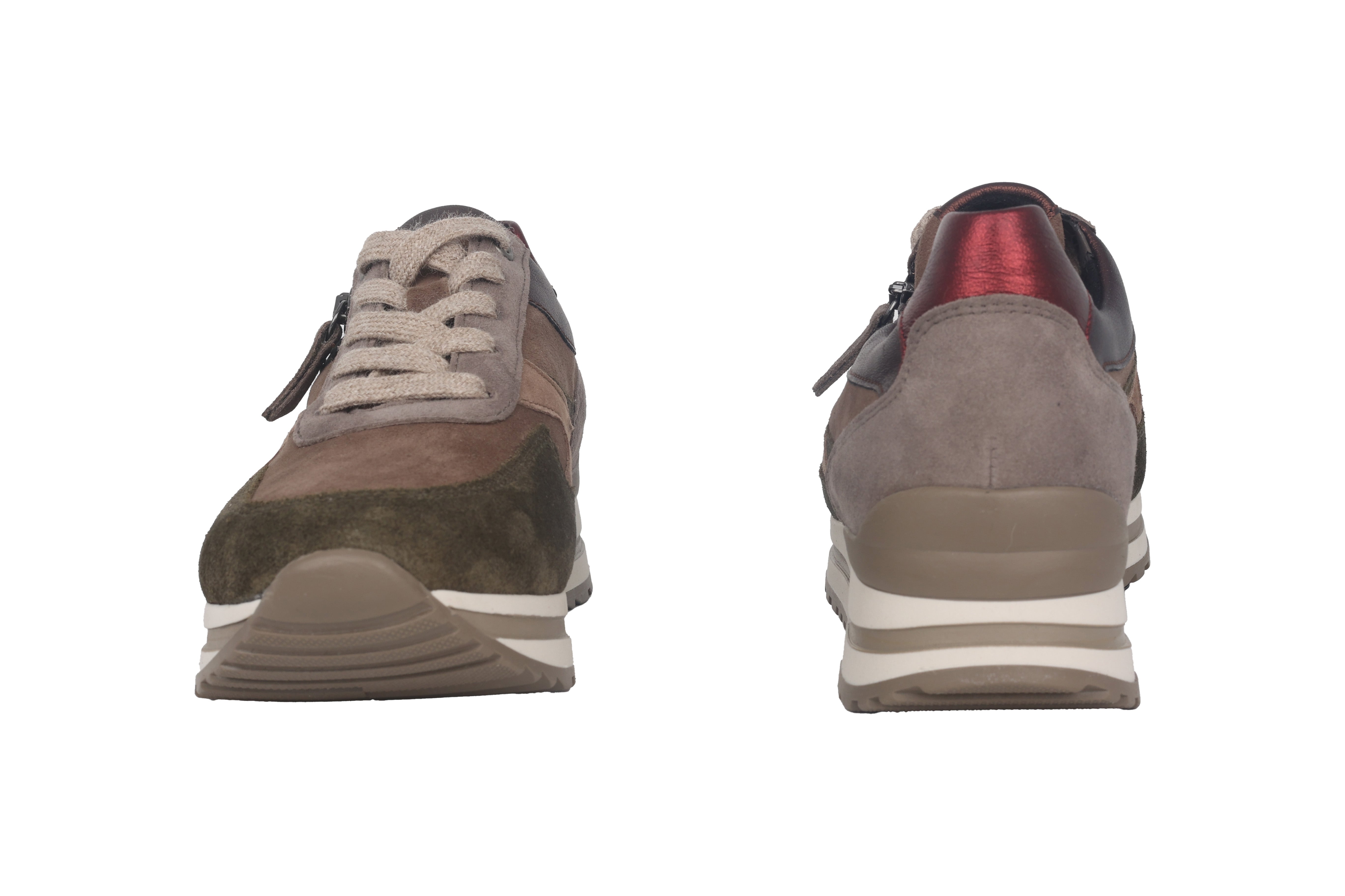 Damen-Schnürschuh „56.526.20“ mit weiter Passform (H) – Braun-Beige-Grün-Mix