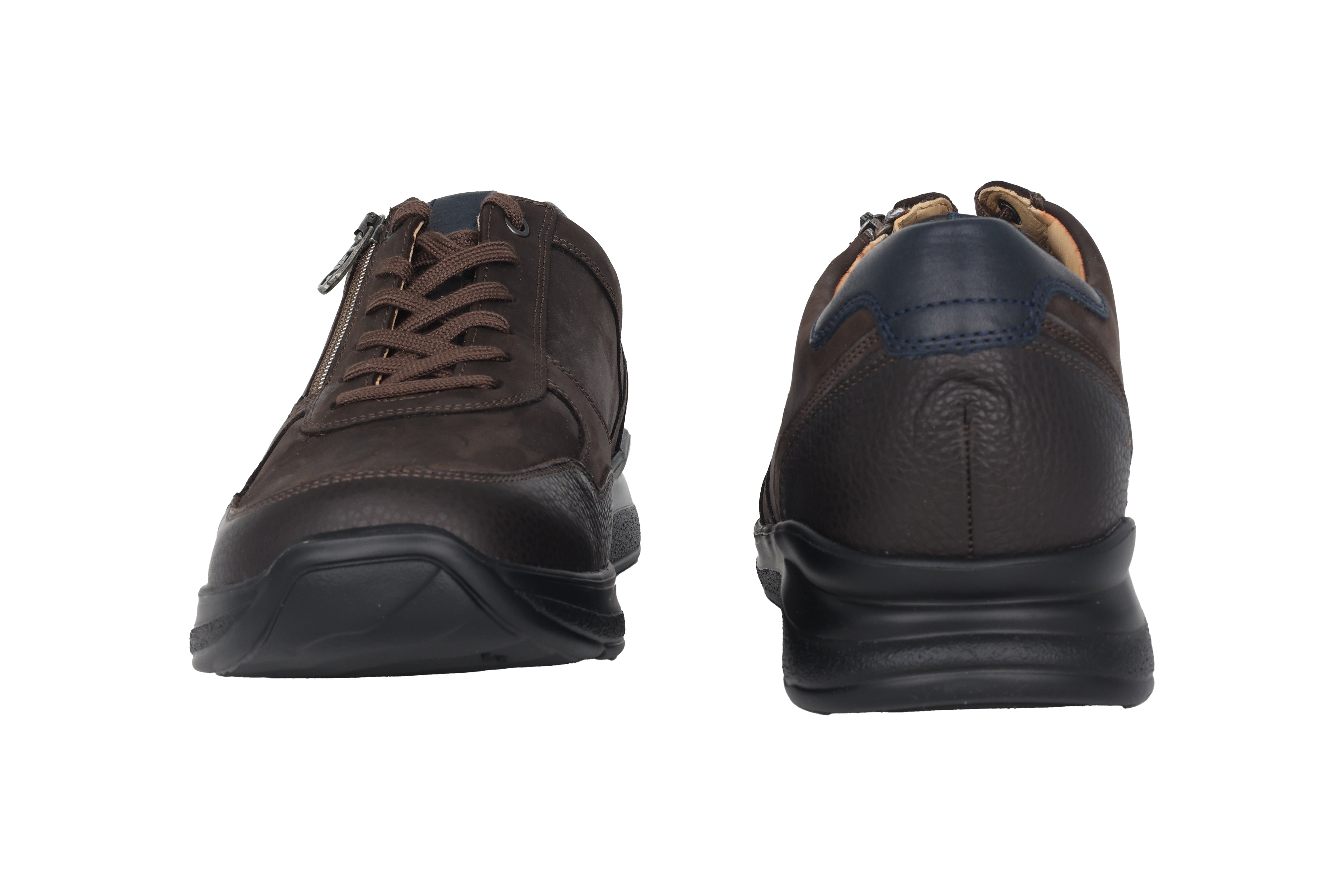 'Harald' men's wide fit (H) lace-zip shoes - brown