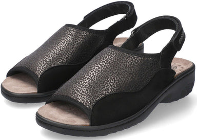 Sandalia ergonómica de mujer 'Gisella' de calce ancho (H) - negro - Chaplinshoes'Gisella' sandalias ergonómicas de mujer con corte ancho (H) - negro Mephisto