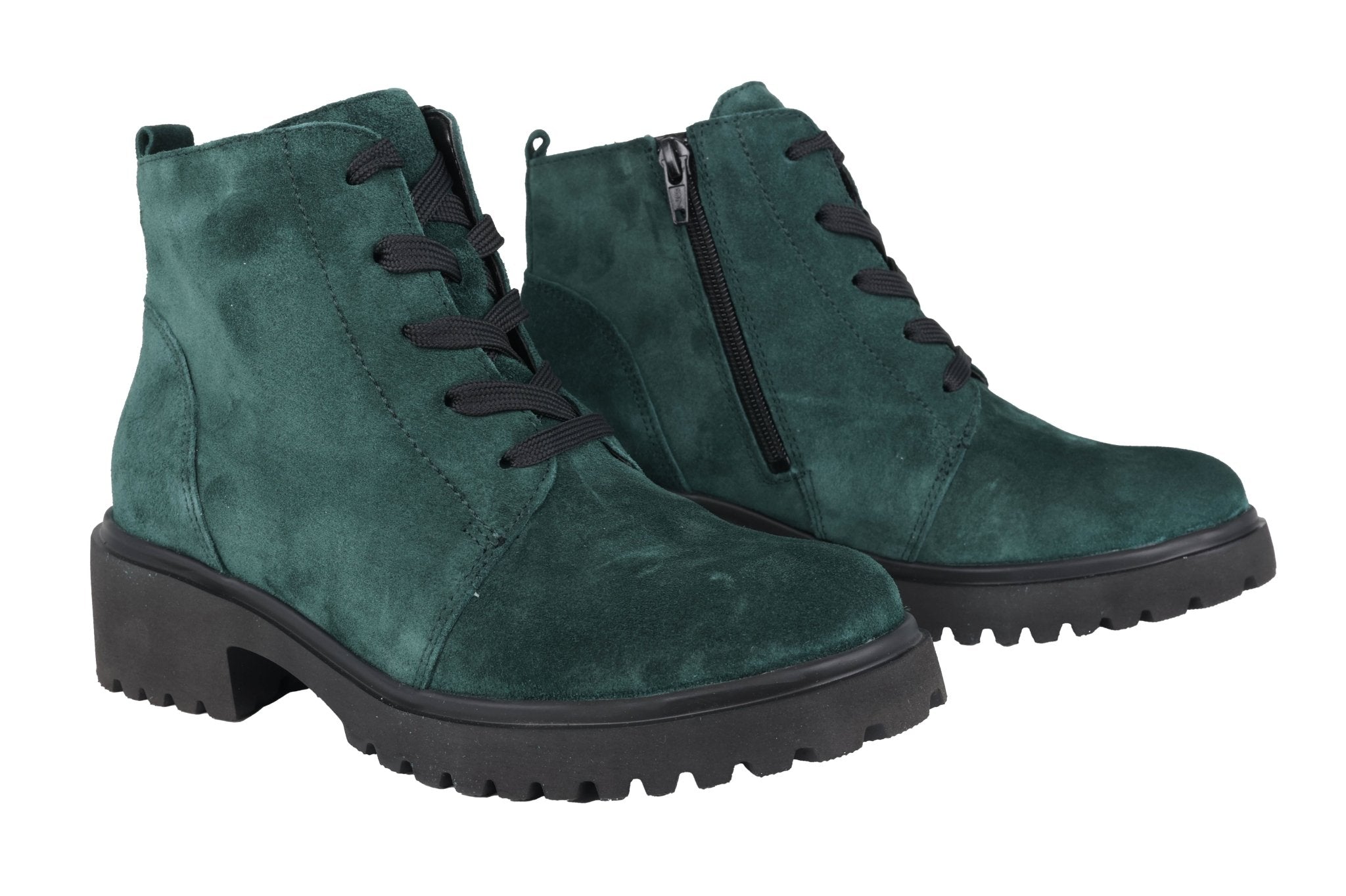 'H - Luise' Cordón de corte ancho (H) para mujer - Bota con cremallera - Verde - Chaplinshoes'H - Luise' Bota de corte ancho (H) con cordones y cremallera para mujer - verdeWaldläufer