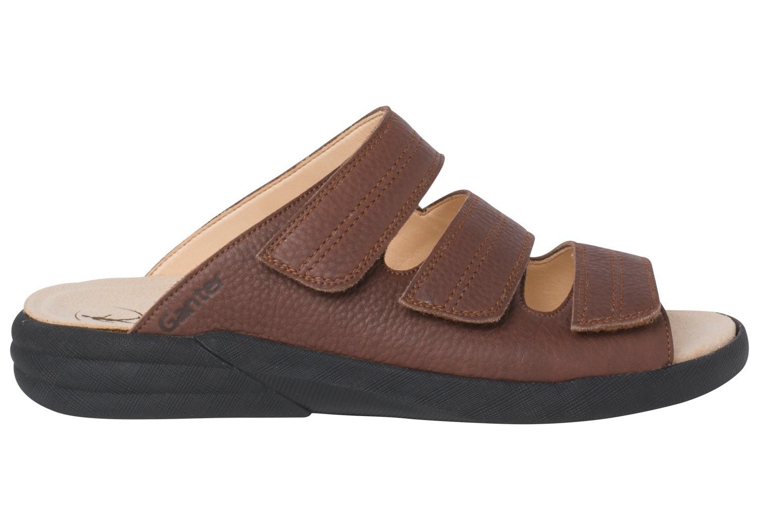 'Harry' men's wide fit (H) triple strap sandal - brown - Chaplinshoes'Harry' men's wide fit (H) triple strap sandal - brownGanter