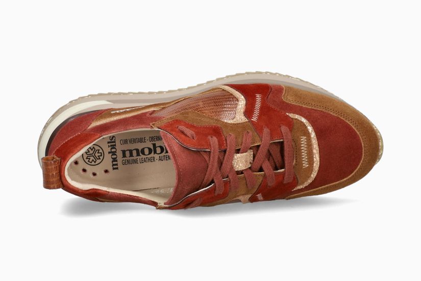 'Janel' women's ergonomic wide fit (H) lace-up shoe - tobacco red brown mix