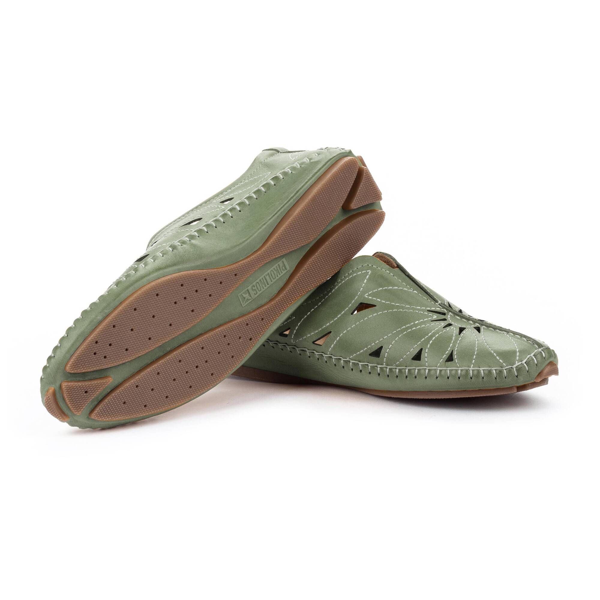 Mocasín de verano para mujer perforado 'Jerez' - verde - Chaplinshoes'Jerez' mocasín de verano perforado para mujer - verdePikolinos