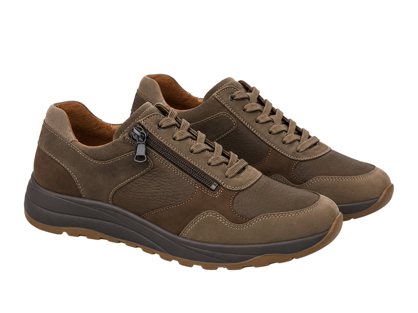 'K-John' herensneaker met zeer brede pasvorm (K) met veters - Bruin