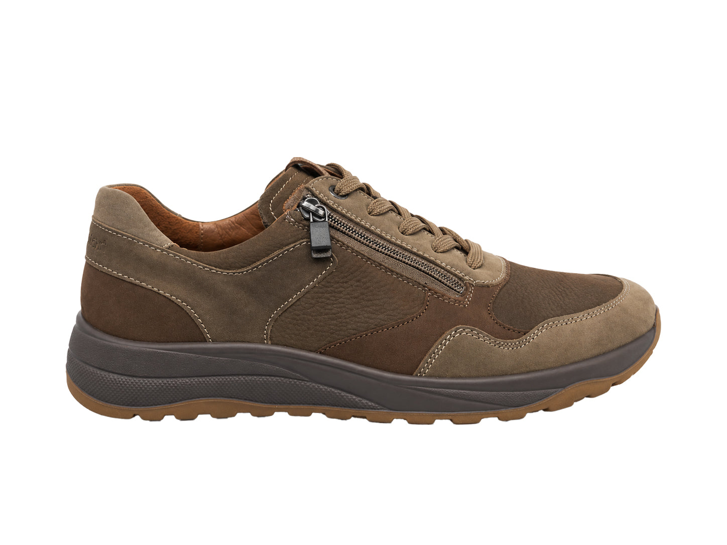 'K-John' herensneaker met zeer brede pasvorm (K) met veters - Bruin