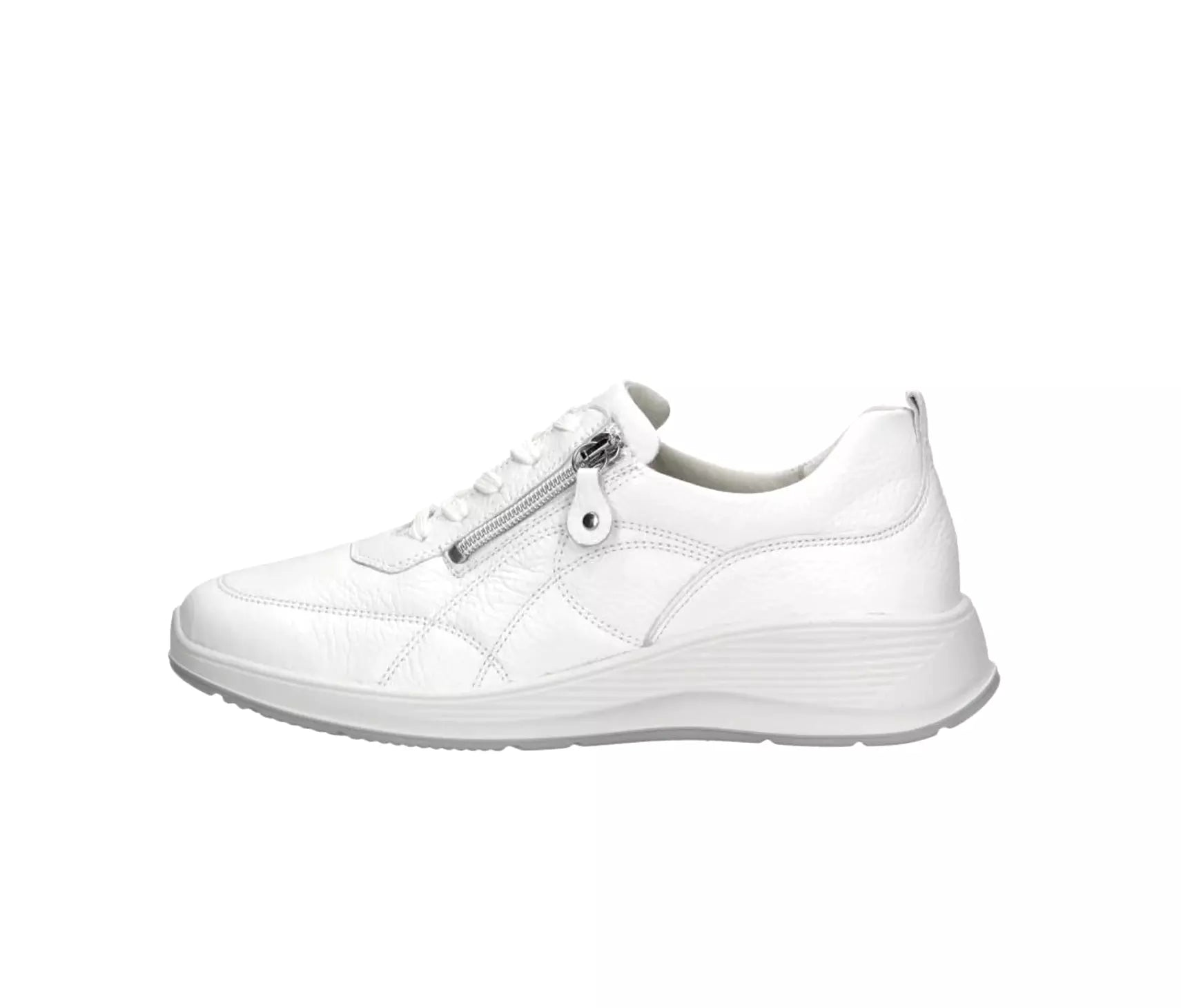 'Kalea' Zapatillas de mujer de corte muy ancho (K) con cordones y cremallera - blanco - Chaplinshoes'Kalea' Zapatillas de mujer de corte muy ancho (K) con cordones y cremallera - blancoWaldläufer