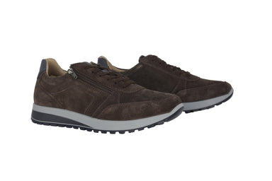 Sneaker da uomo 'Matteo' vestibilità ampia (H) con lacci e zip - Marrone - ChaplinshoesSneaker da uomo 'Matteo' vestibilità ampia (H) con lacci e zip - MarroneAra