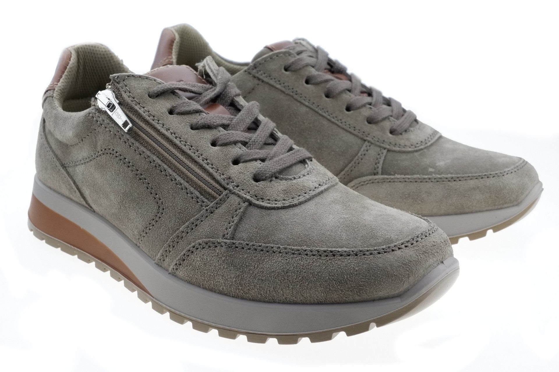 Sneaker da uomo 'Matteo' vestibilità ampia (H) con lacci e zip - Grigio - ChaplinshoesSneaker da uomo 'Matteo' vestibilità ampia (H) con lacci e zip - GrigioAra