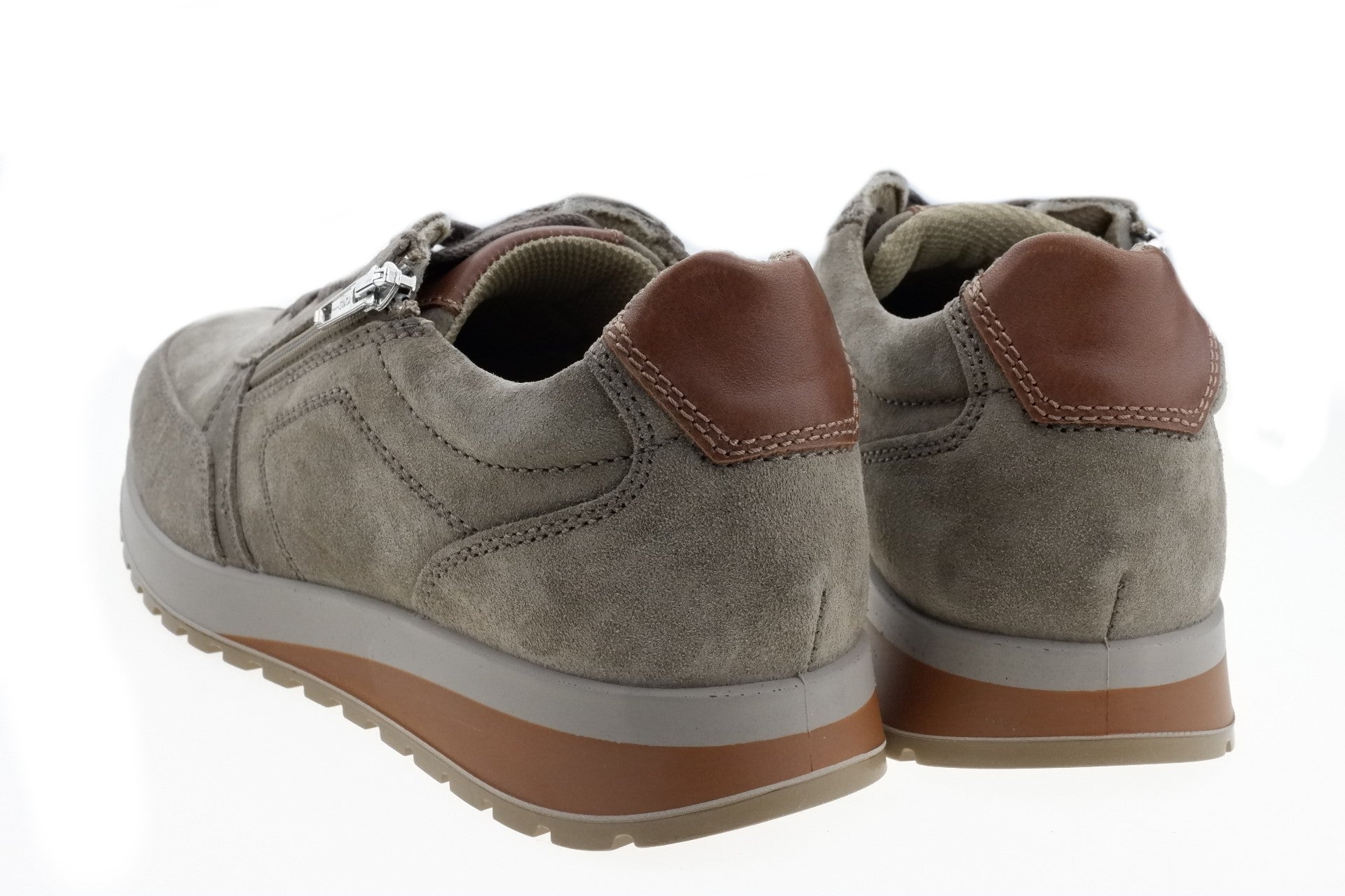 Sneaker da uomo 'Matteo' vestibilità ampia (H) con lacci e zip - Grigio - ChaplinshoesSneaker da uomo 'Matteo' vestibilità ampia (H) con lacci e zip - GrigioAra