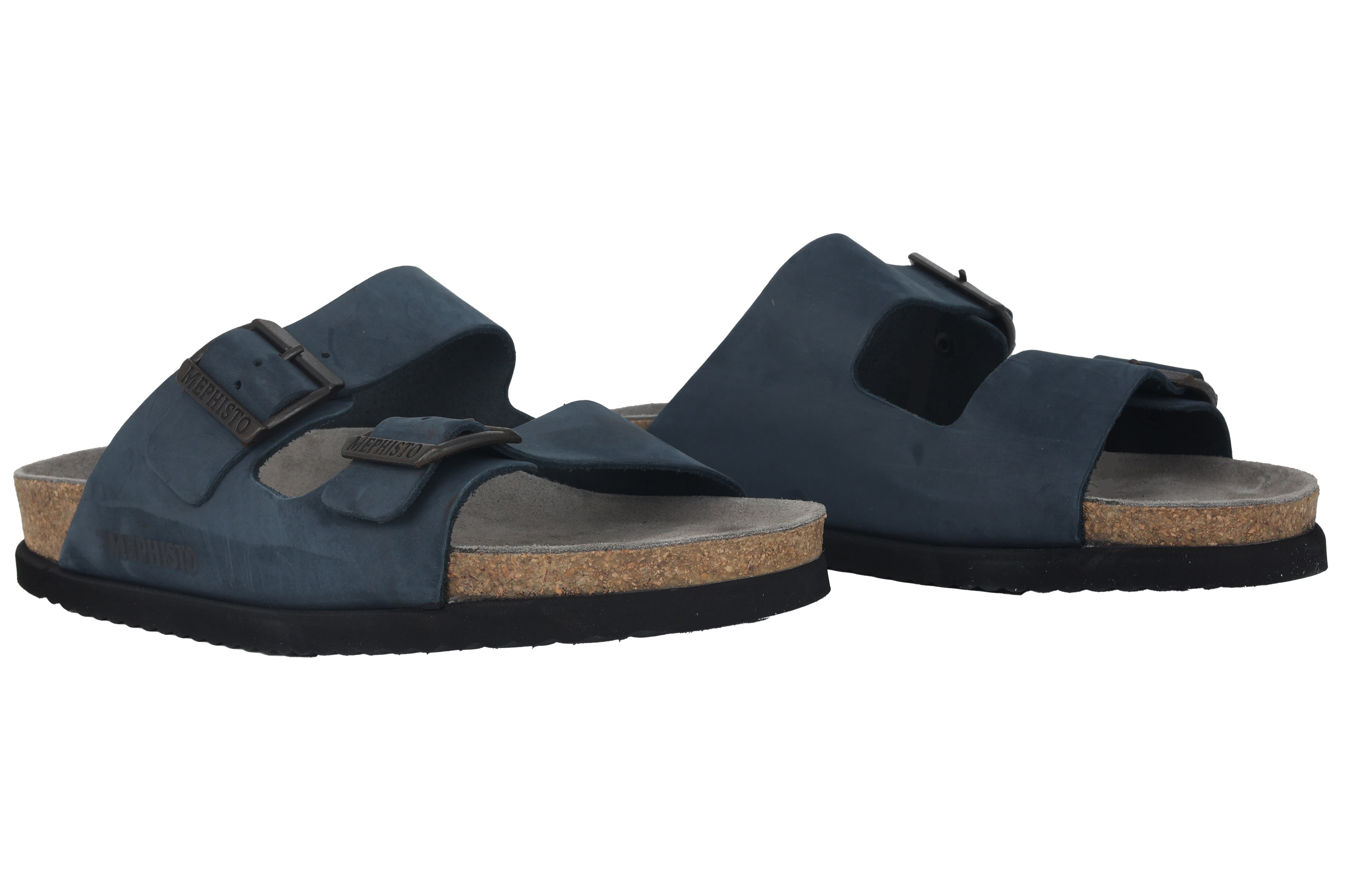 'Nerio' men's double strap slide sandal - blue