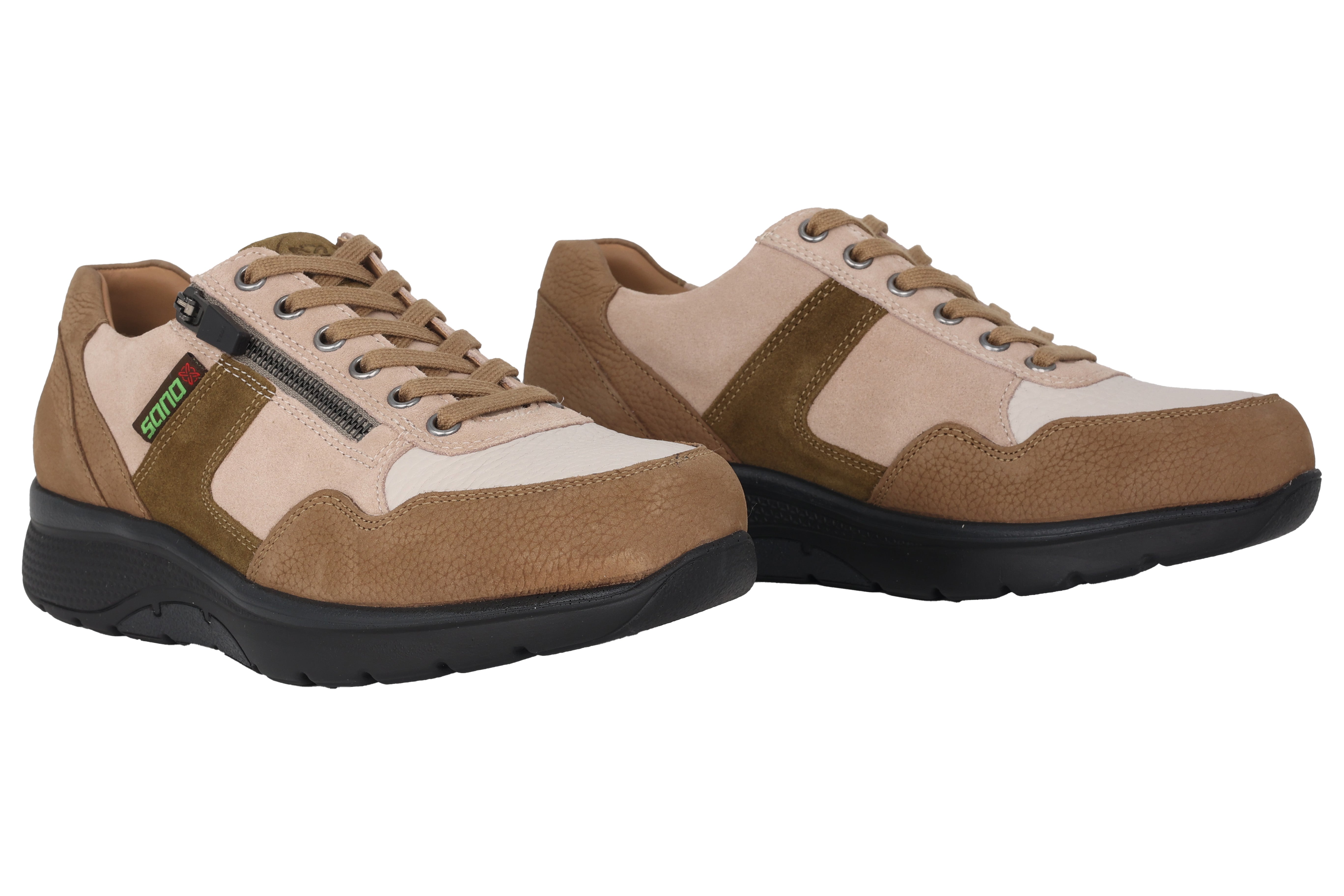 Baskets de marche à lacets roulantes coupe large (H) 'Amory' pour hommes - marron