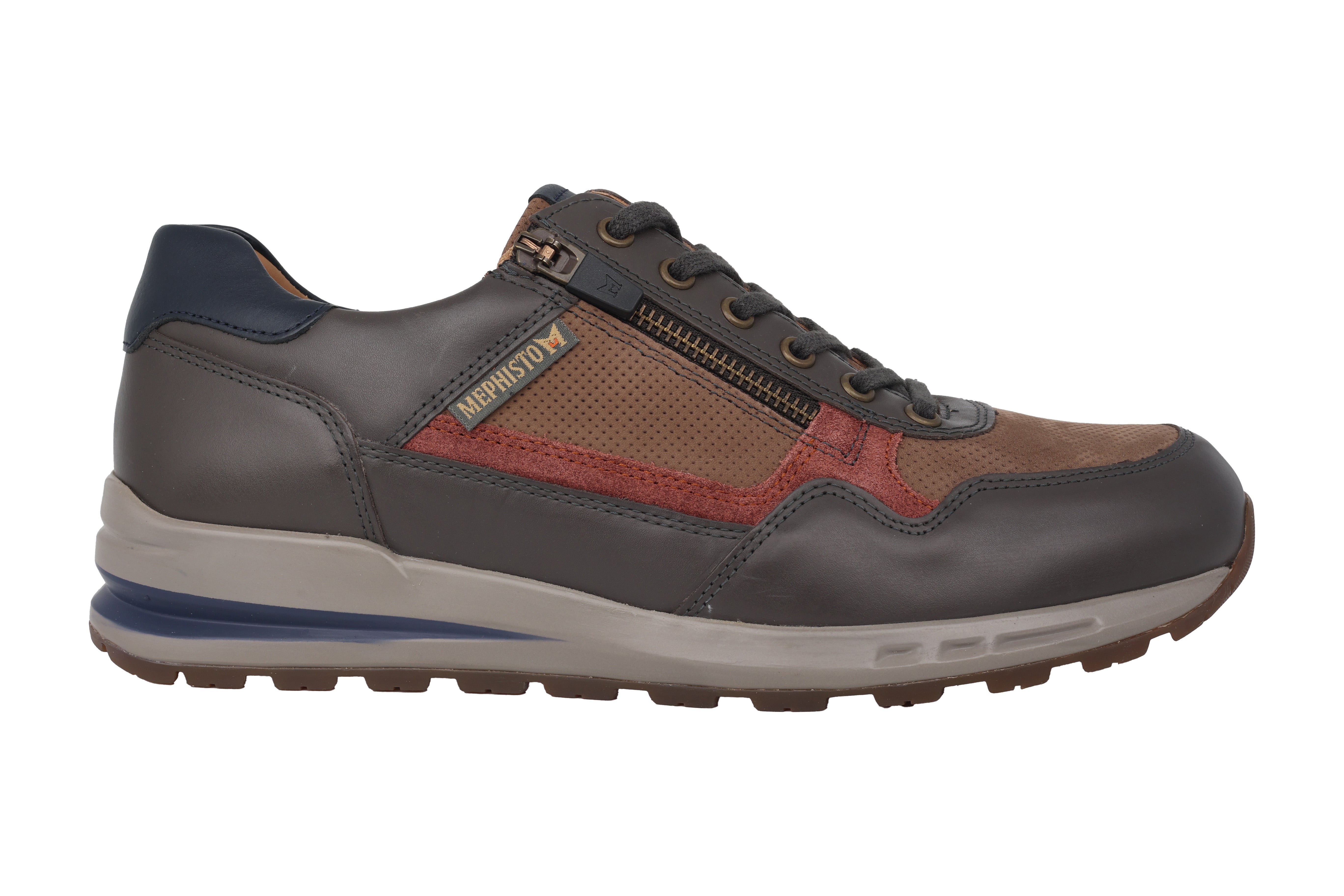 Chaussures à lacets et zips pour hommes 'Bradley' - Mélange gris braun rouge