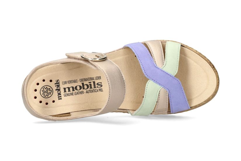 Sandalo ergonomico da donna Nancia' a calzata larga (H) - mix beige verde lavanda